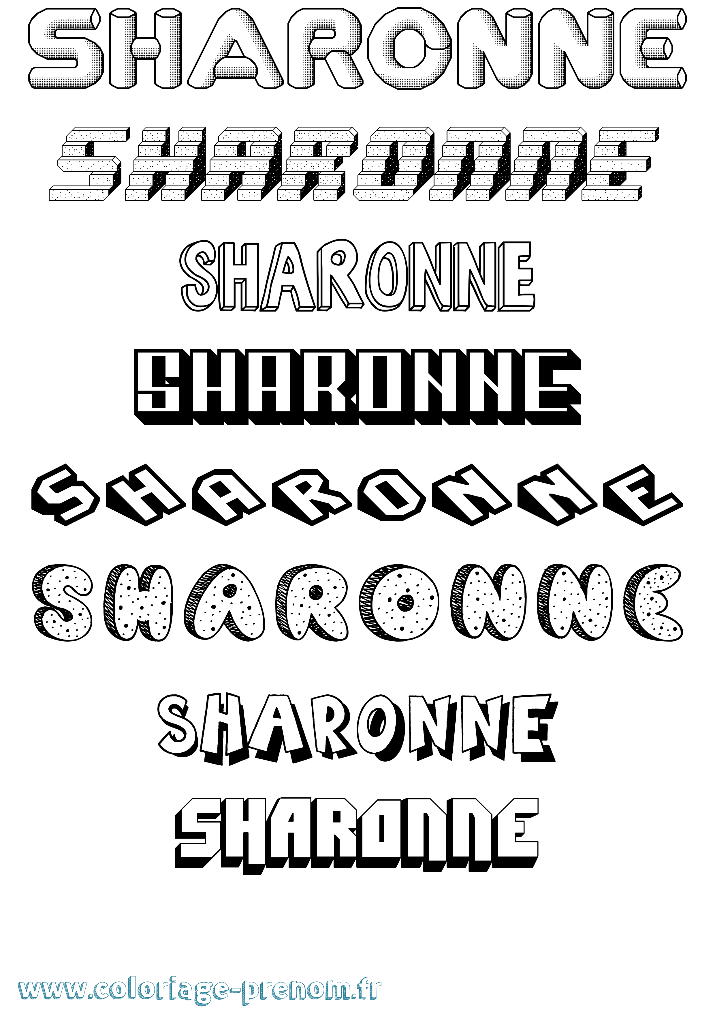 Coloriage Sharonne Effet 3D Coloriage prénom Sharonne Effet 3D