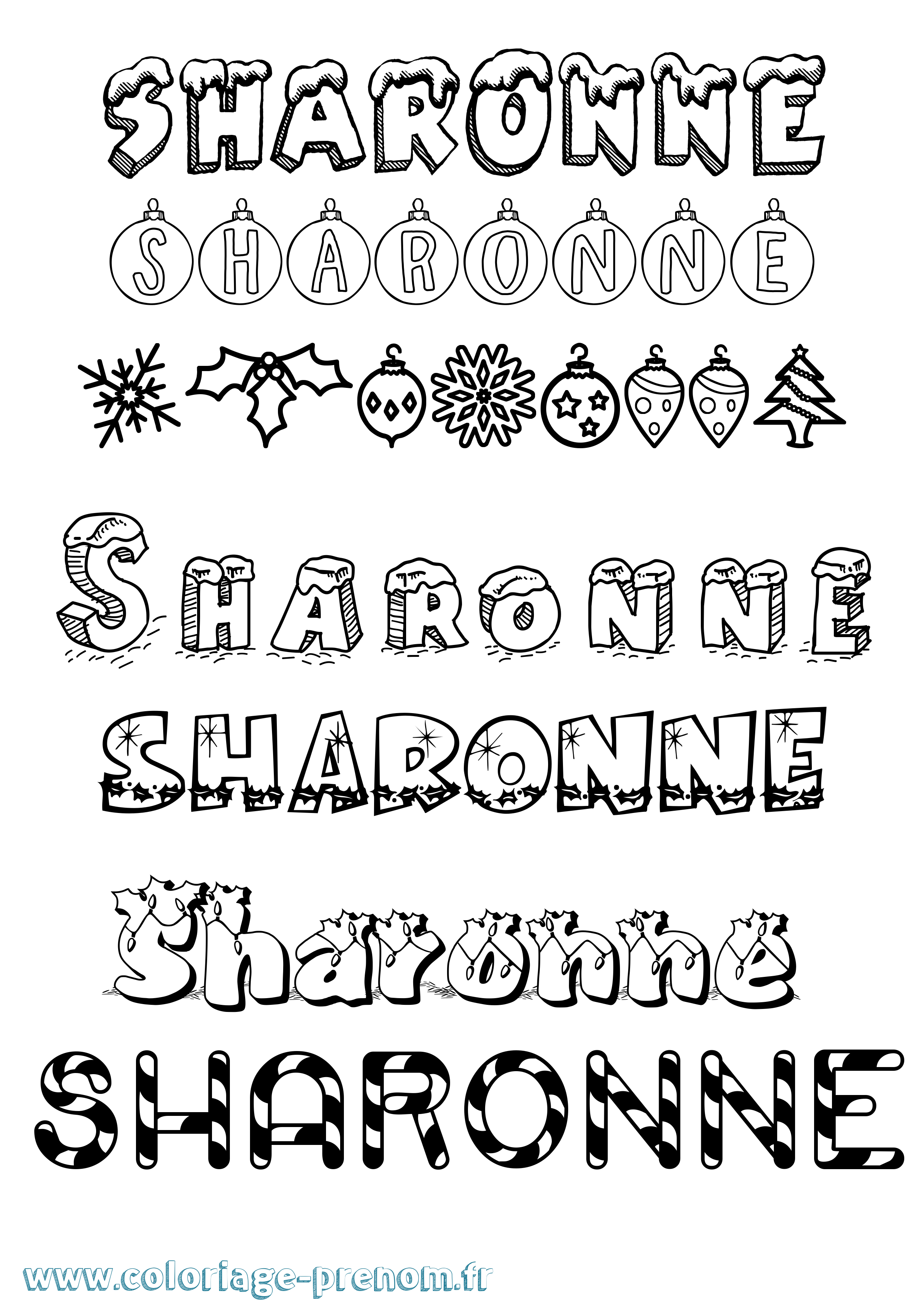 Coloriage Sharonne Noël Coloriage prénom Sharonne Noël