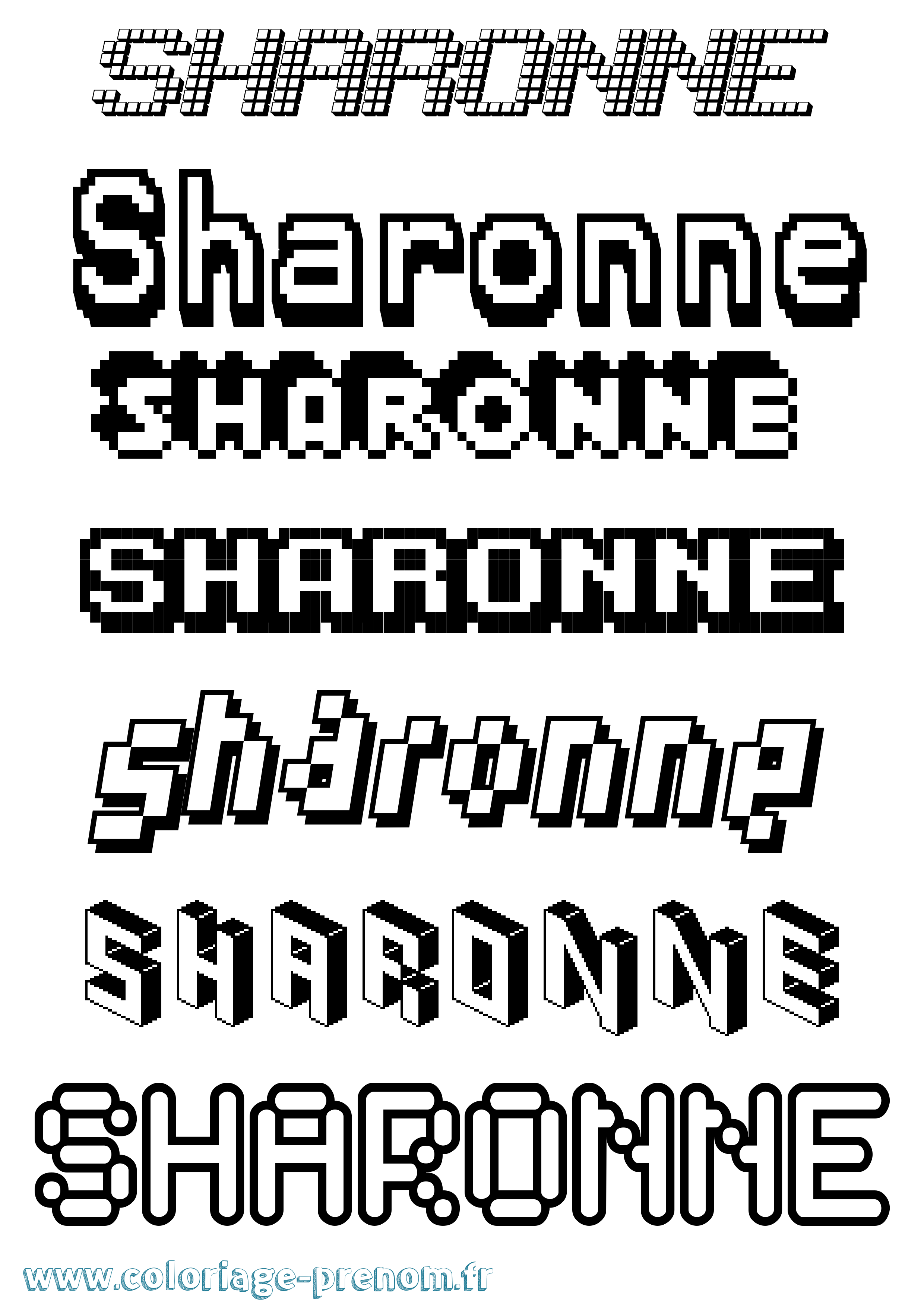 Coloriage Sharonne Pixel Coloriage prénom Sharonne Pixel
