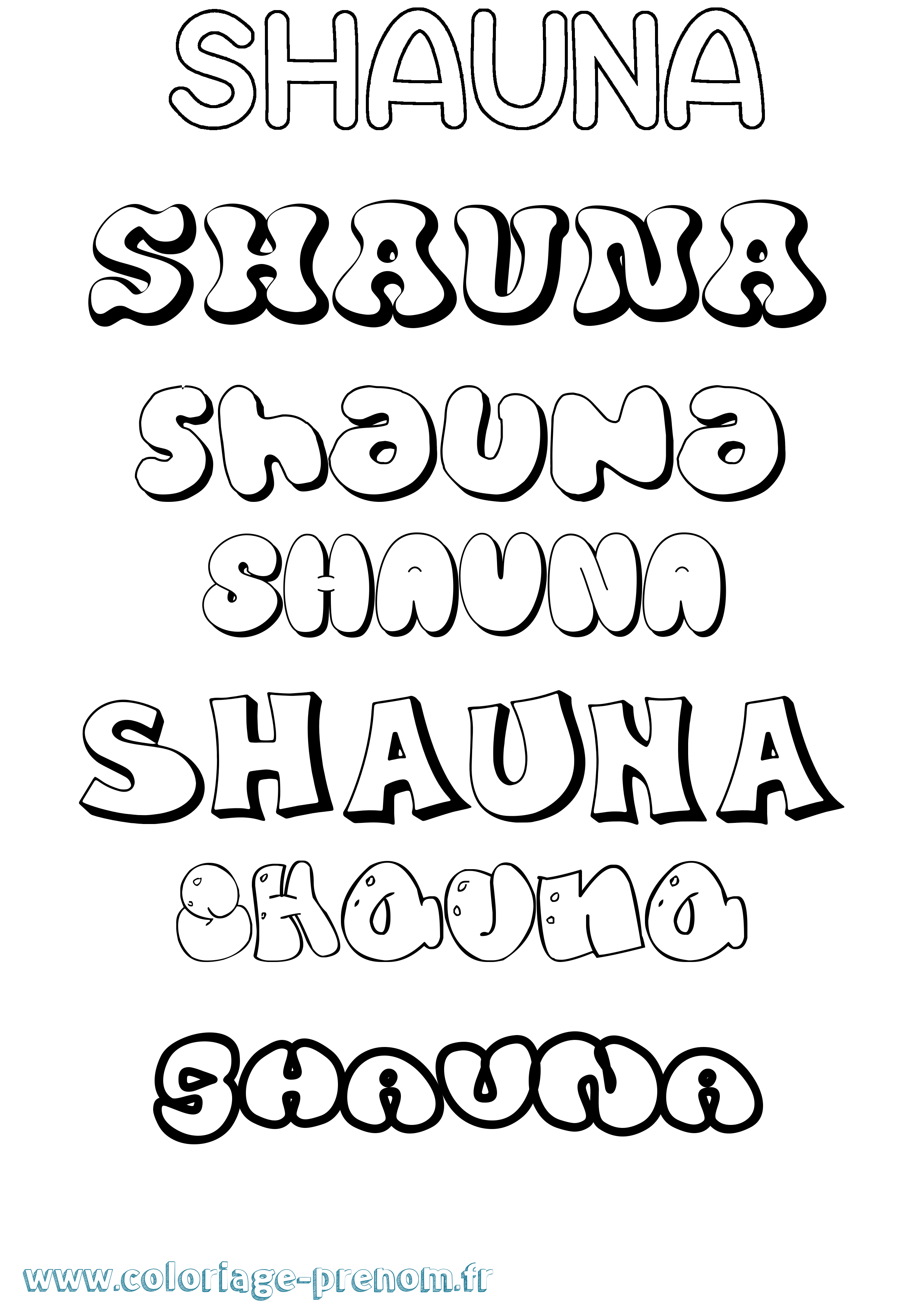 Coloriage Shauna Bubble Coloriage prénom Shauna Bubble