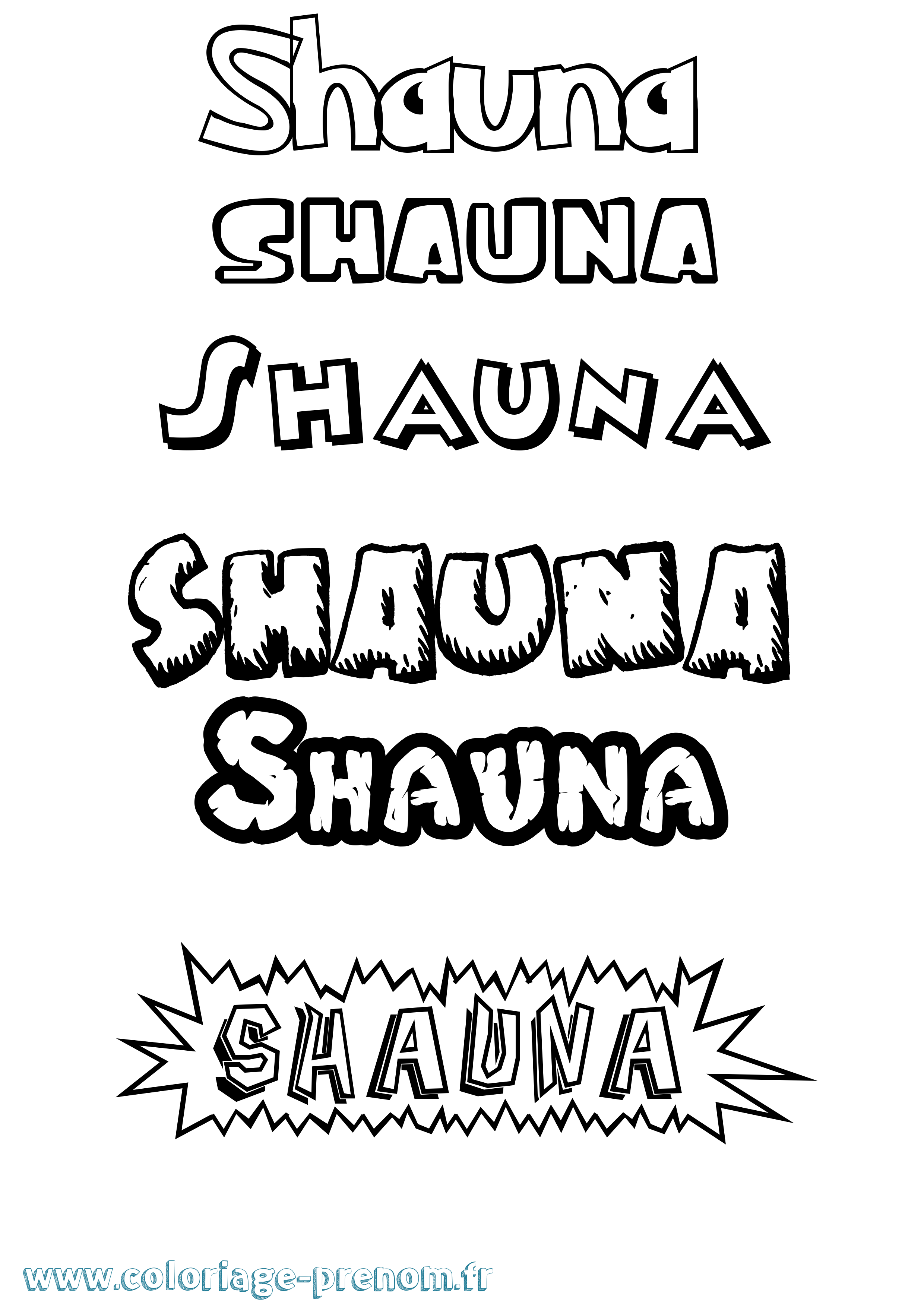 Coloriage Shauna Dessin Animé Coloriage prénom Shauna Dessin Animé