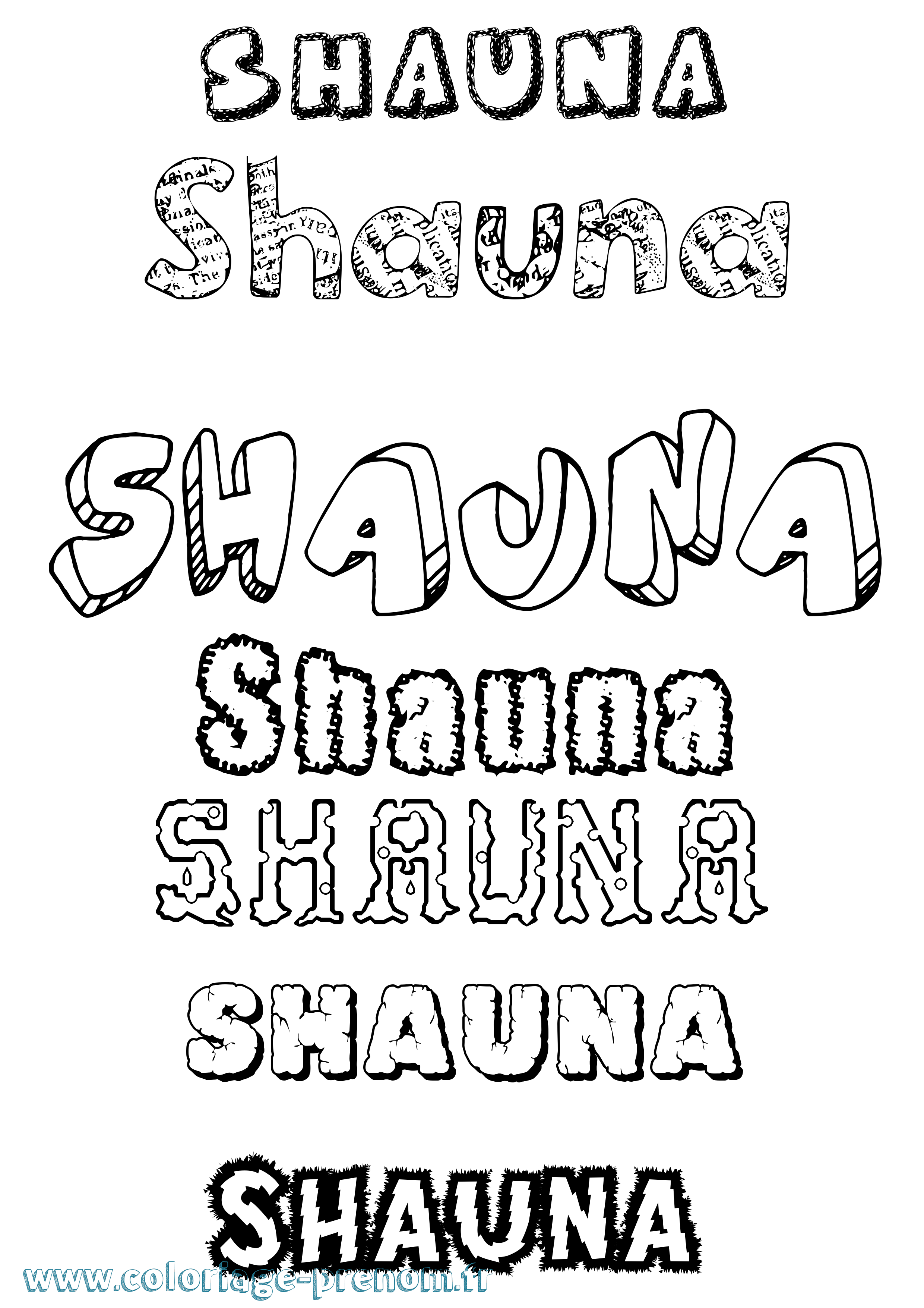 Coloriage Shauna Destructuré Coloriage prénom Shauna Destructuré