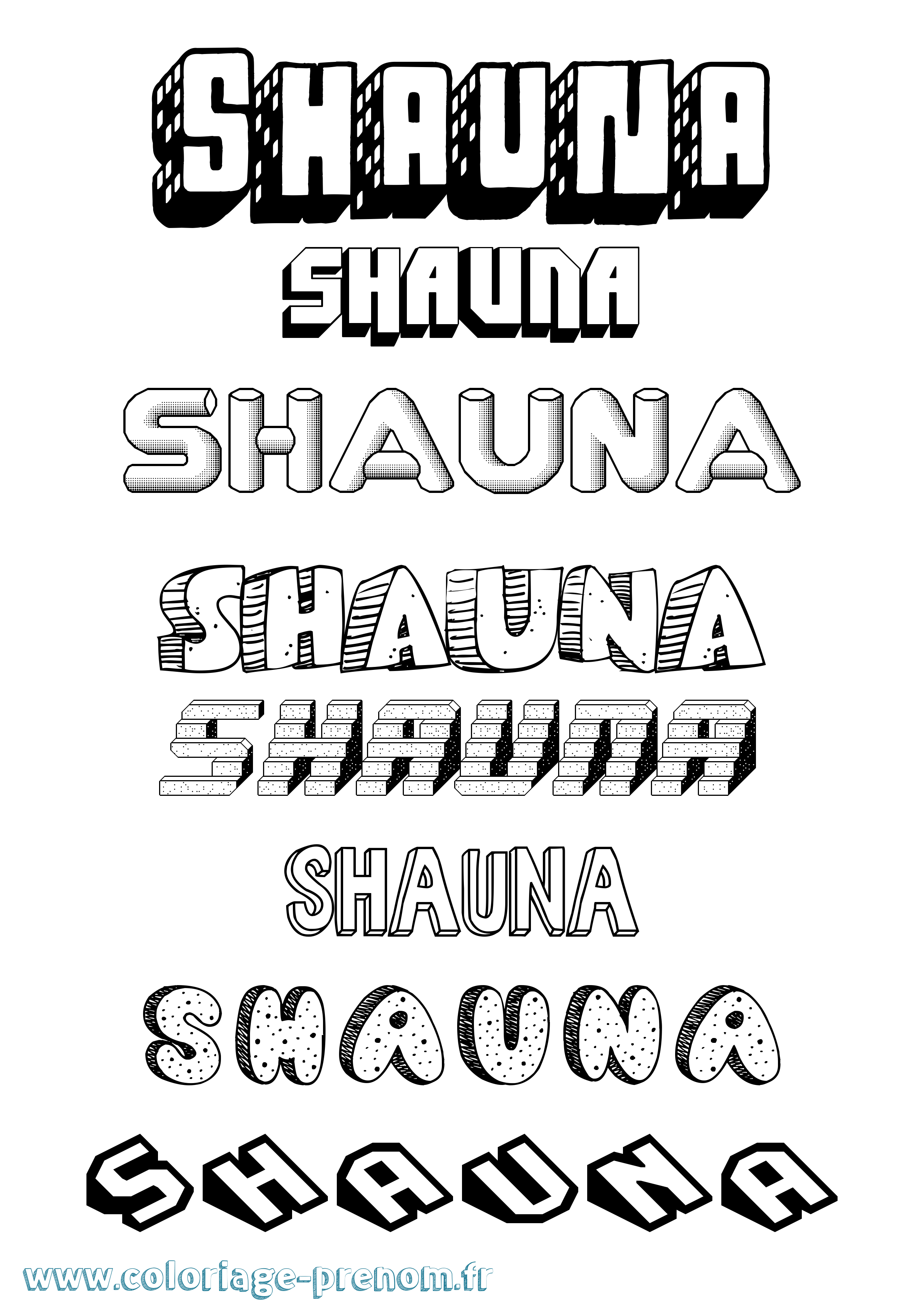 Coloriage Shauna Effet 3D Coloriage prénom Shauna Effet 3D