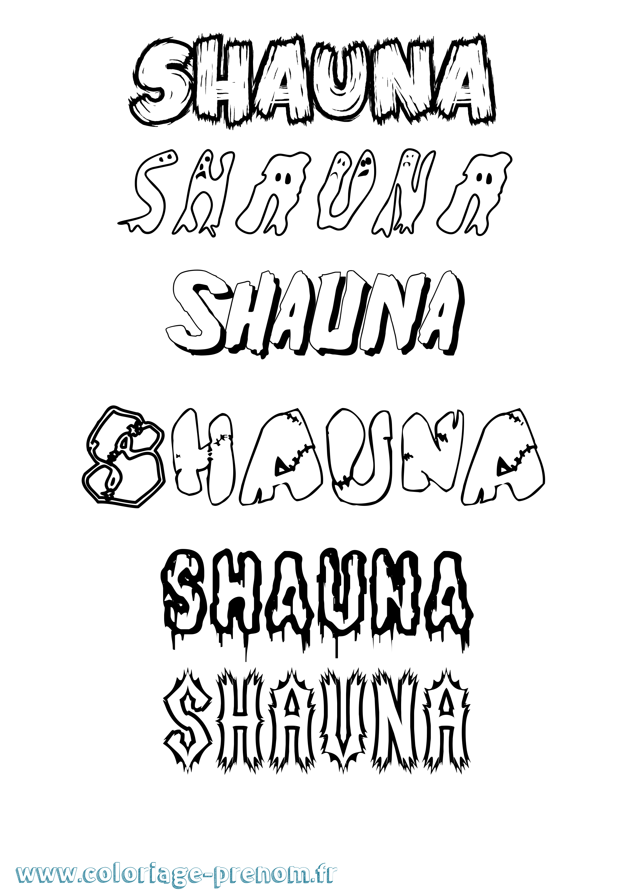 Coloriage Shauna Frisson Coloriage prénom Shauna Frisson