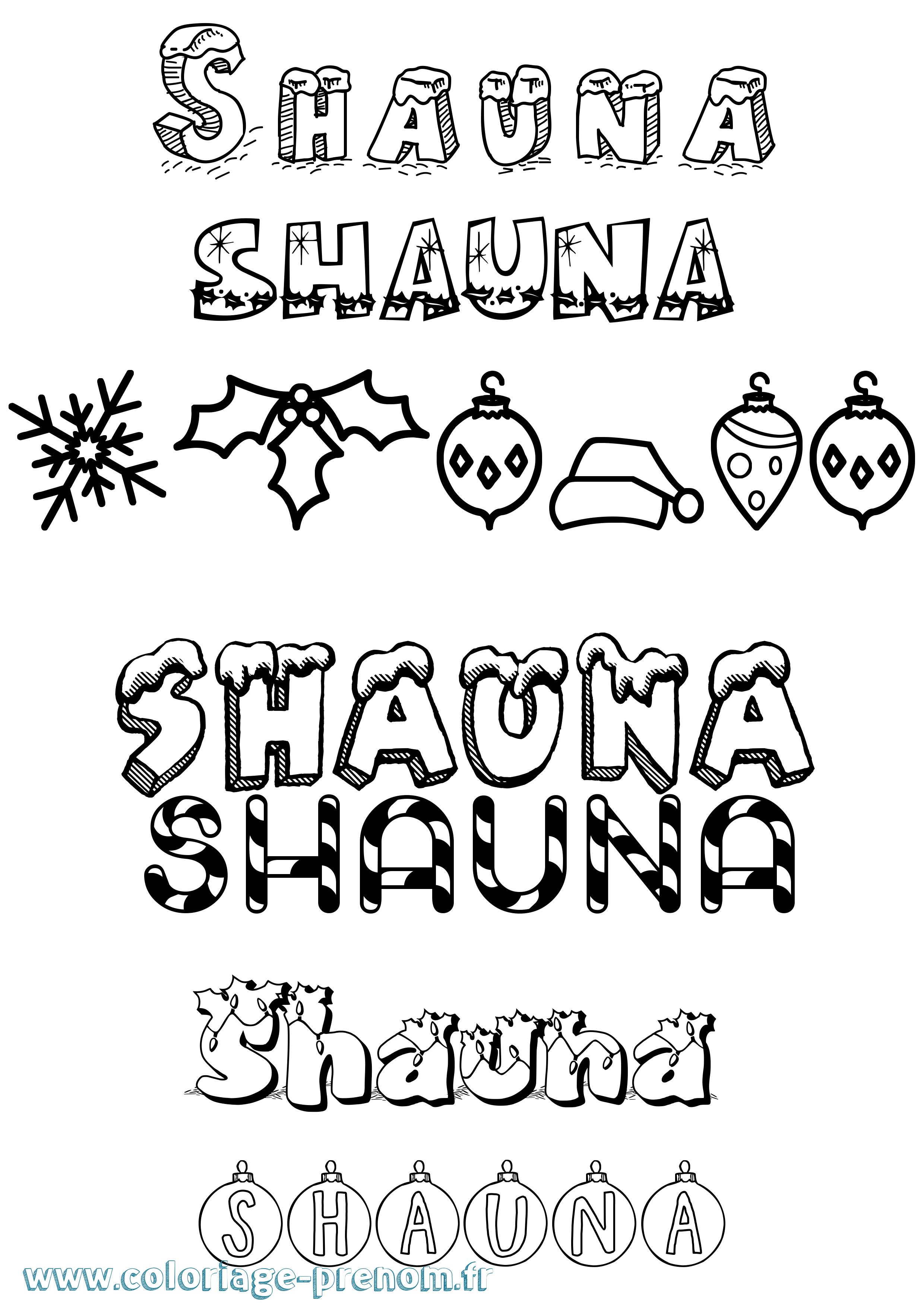 Coloriage Shauna Noël Coloriage prénom Shauna Noël