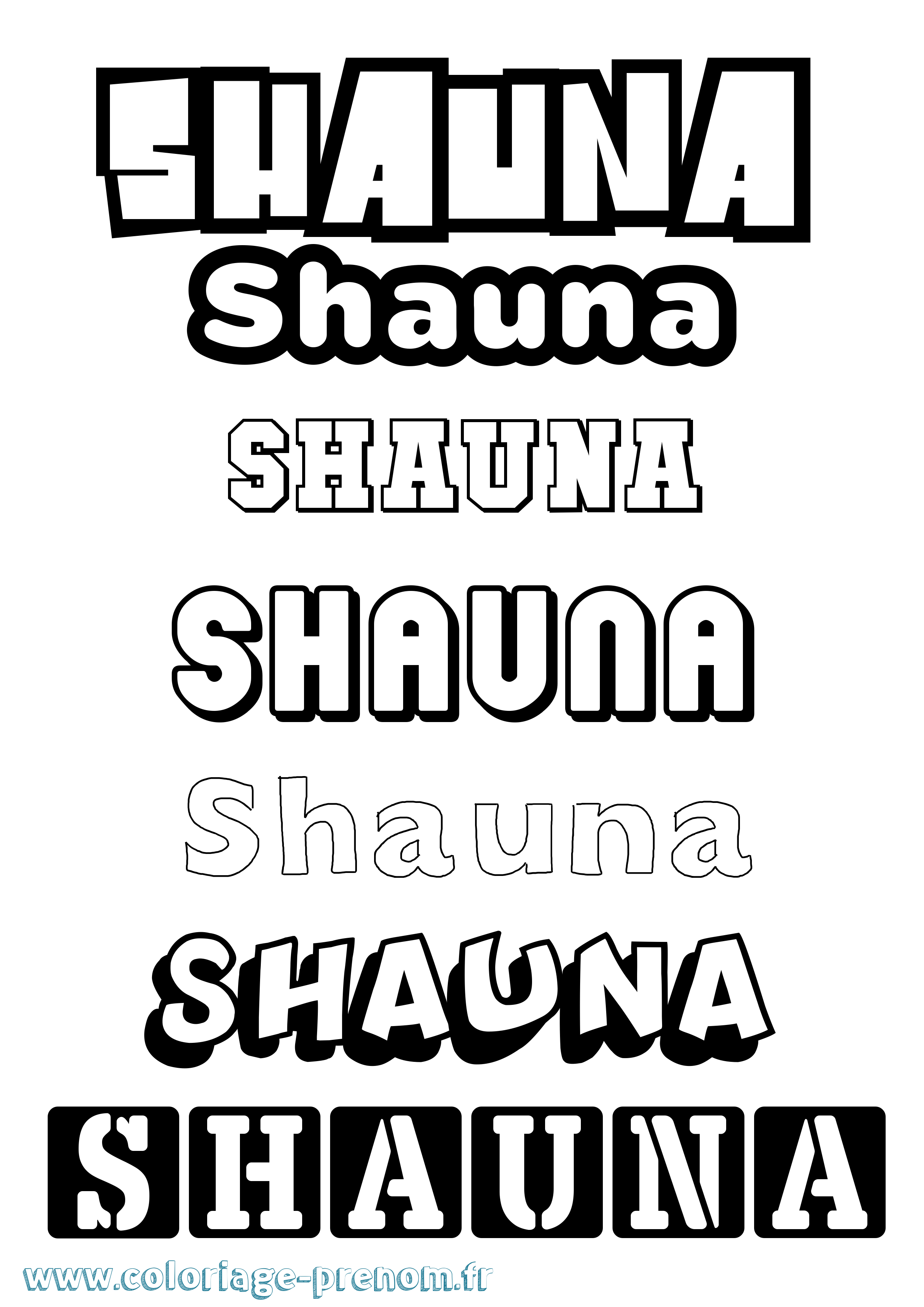 Coloriage Shauna Simple Coloriage prénom Shauna Simple
