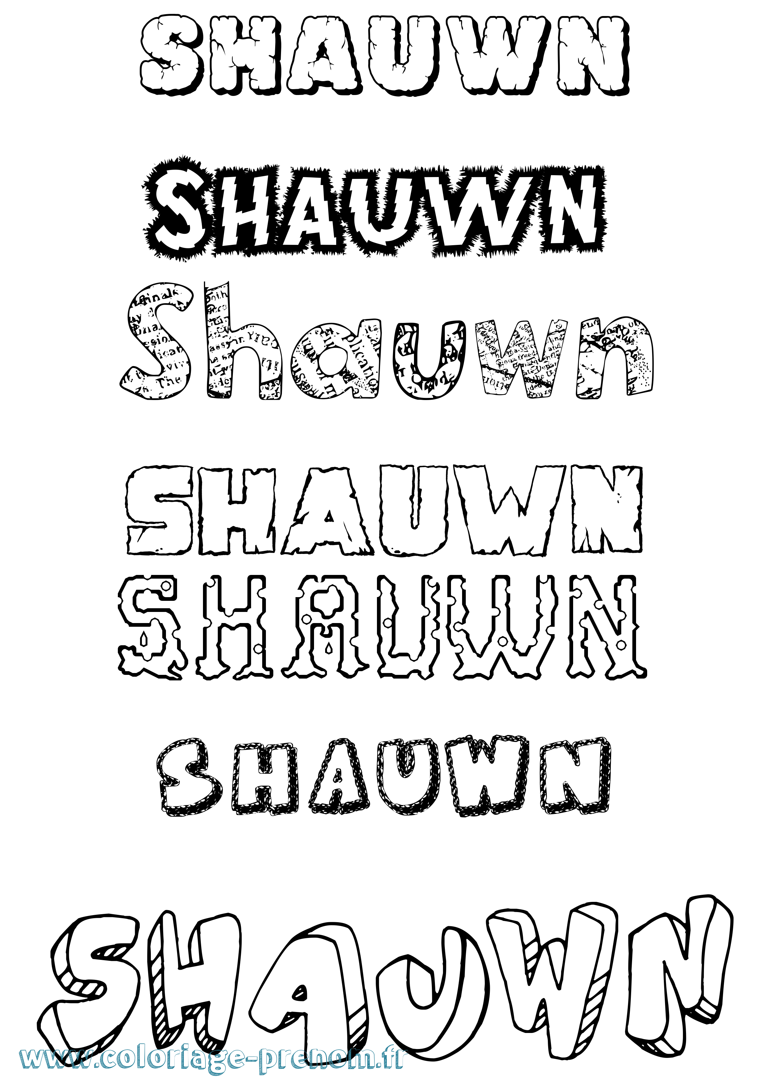 Coloriage Shauwn Destructuré Coloriage prénom Shauwn Destructuré