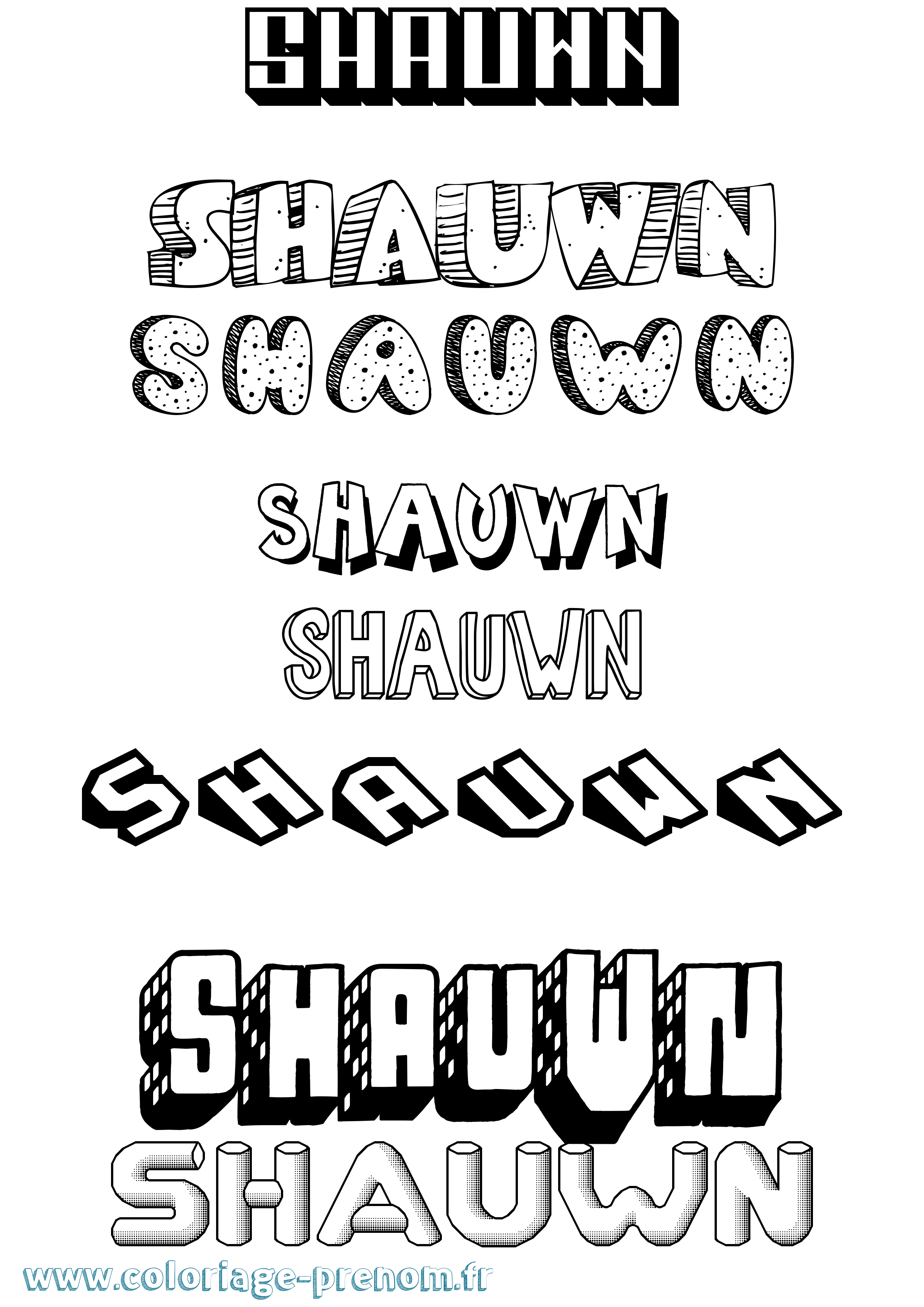 Coloriage Shauwn Effet 3D Coloriage prénom Shauwn Effet 3D