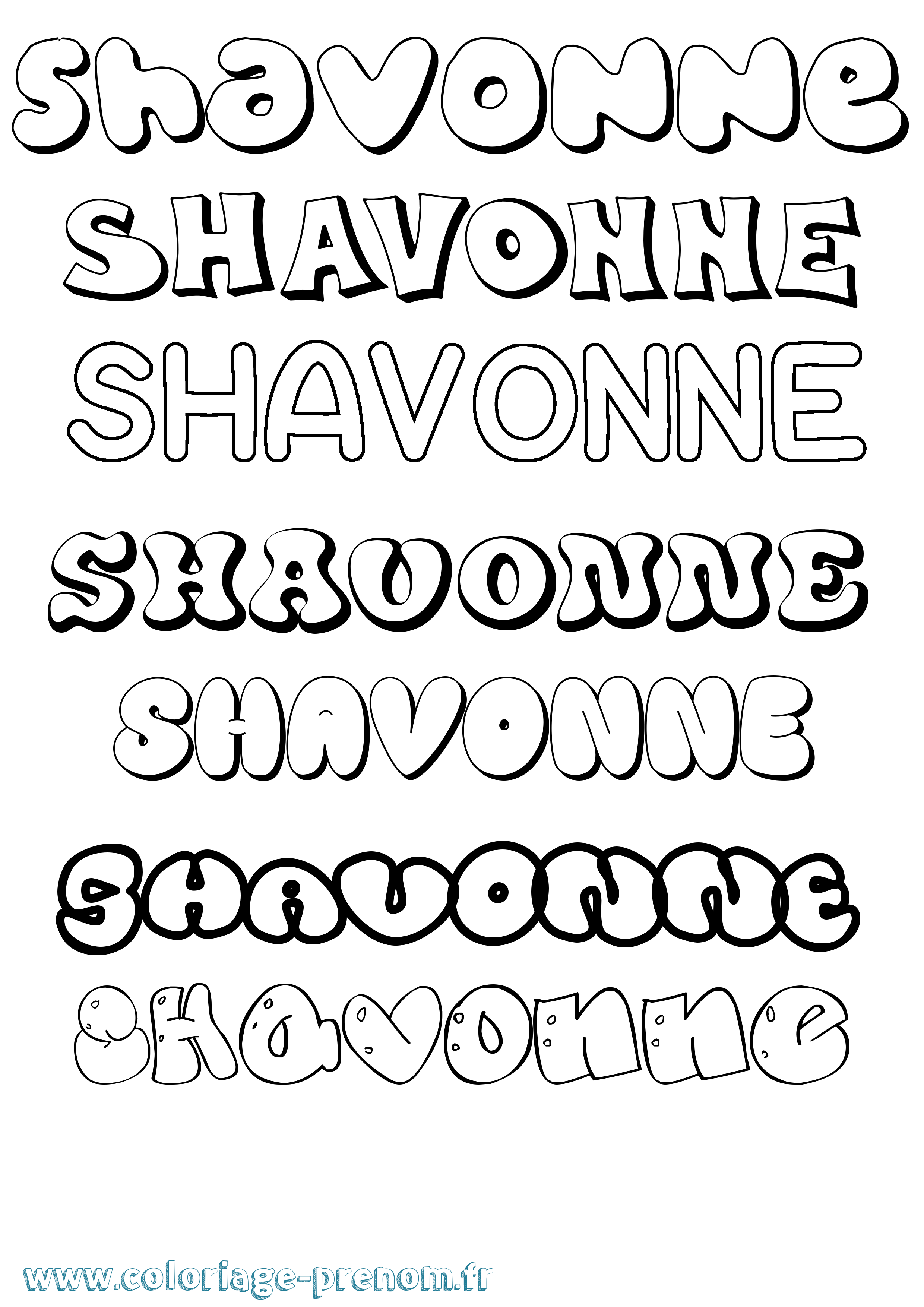 Coloriage Shavonne Bubble Coloriage prénom Shavonne Bubble