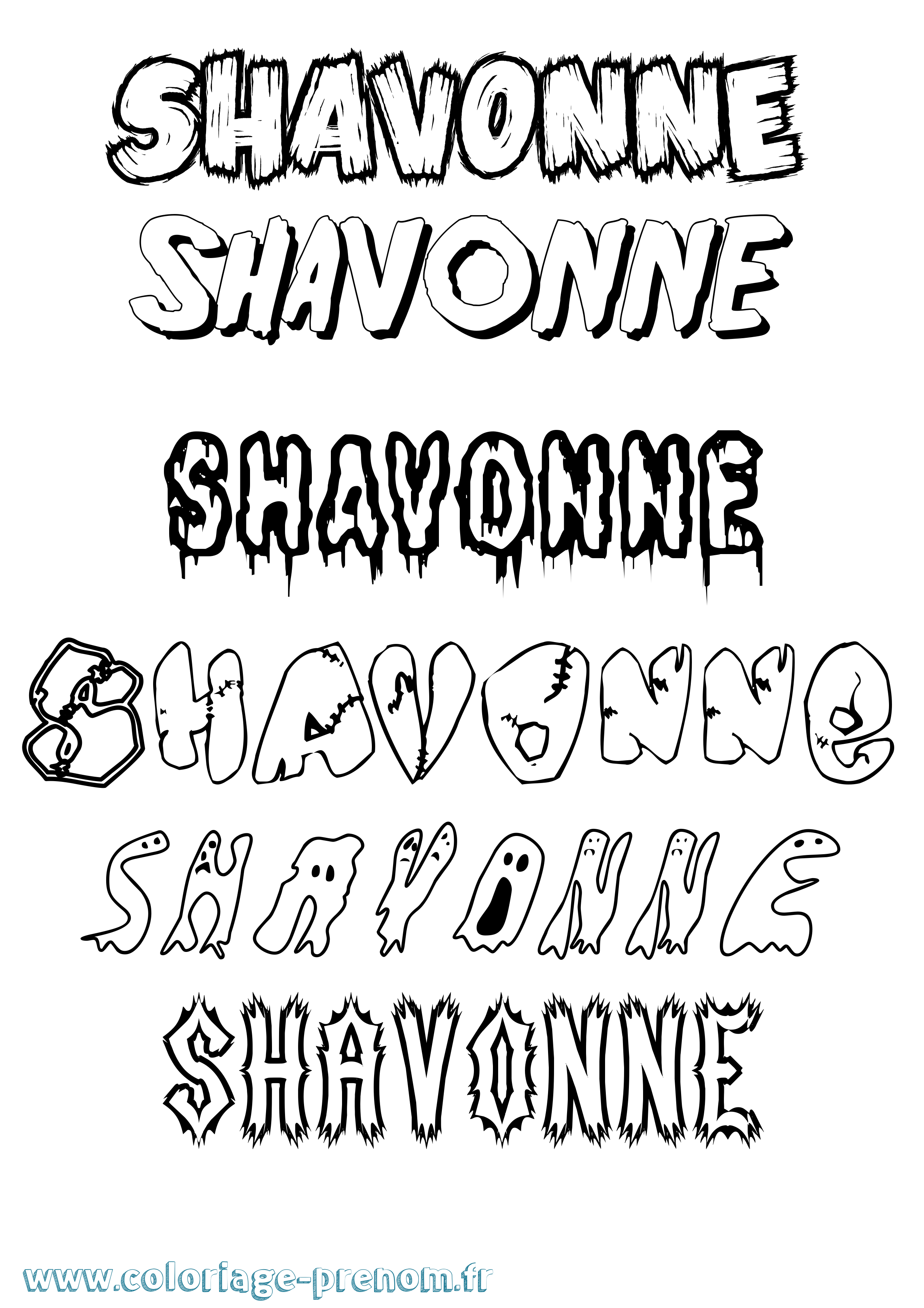 Coloriage Shavonne Frisson Coloriage prénom Shavonne Frisson