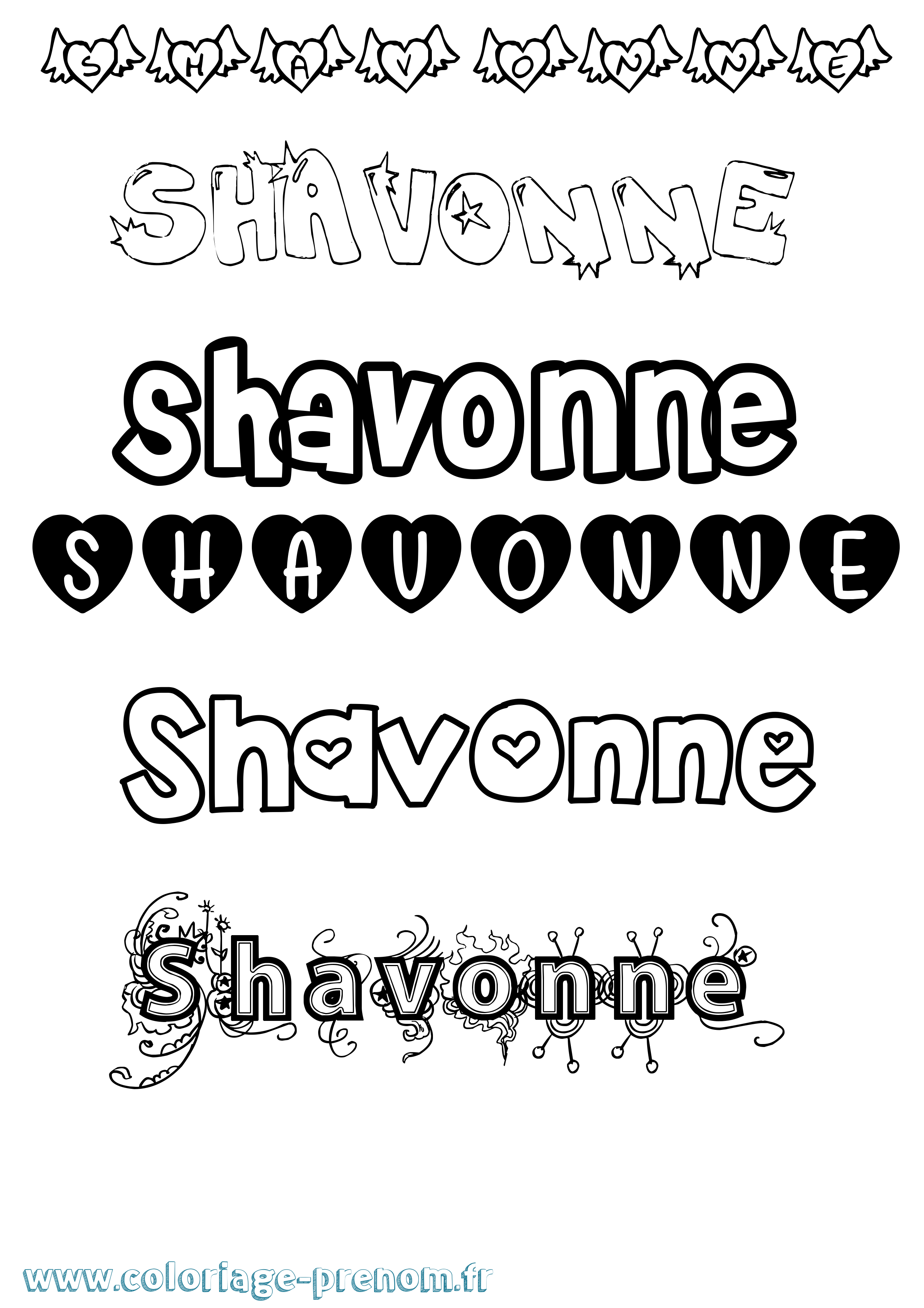 Coloriage Shavonne Girly Coloriage prénom Shavonne Girly
