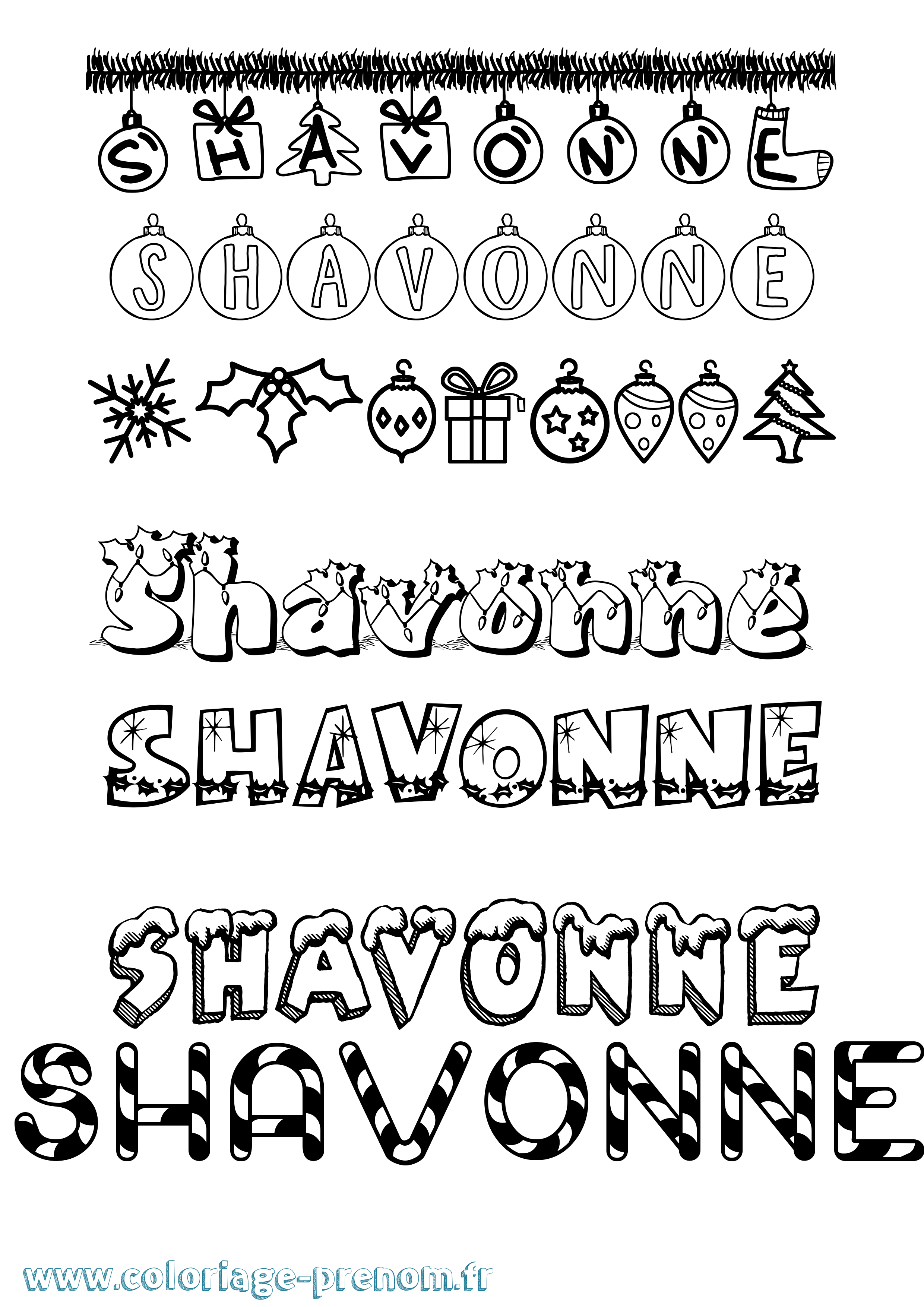 Coloriage Shavonne Noël Coloriage prénom Shavonne Noël