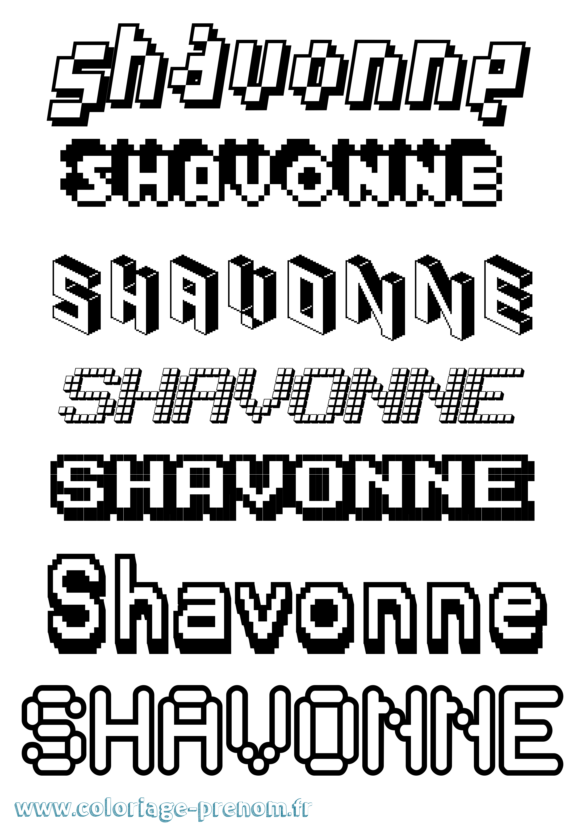 Coloriage Shavonne Pixel Coloriage prénom Shavonne Pixel