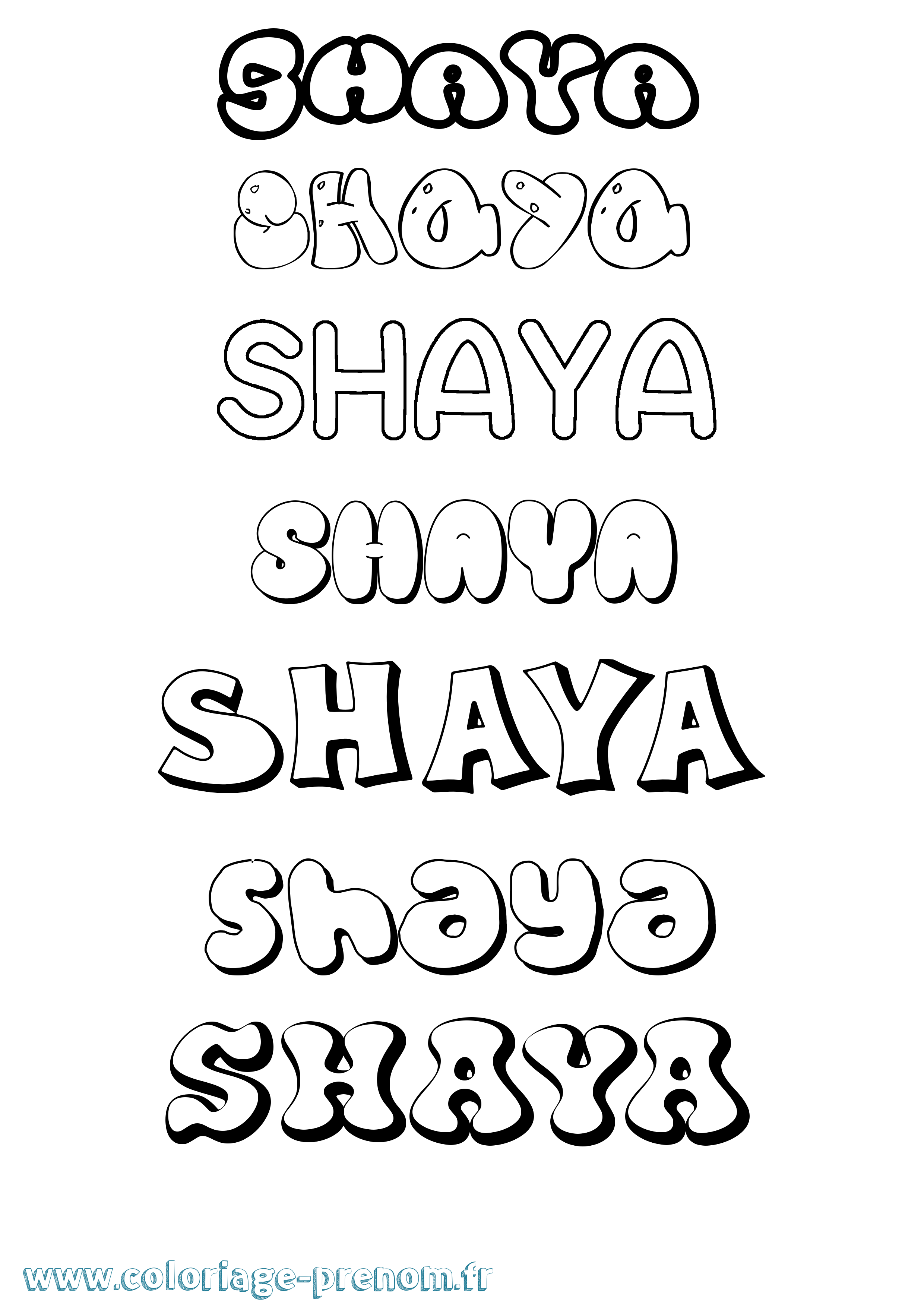 Coloriage Shaya Bubble Coloriage prénom Shaya Bubble