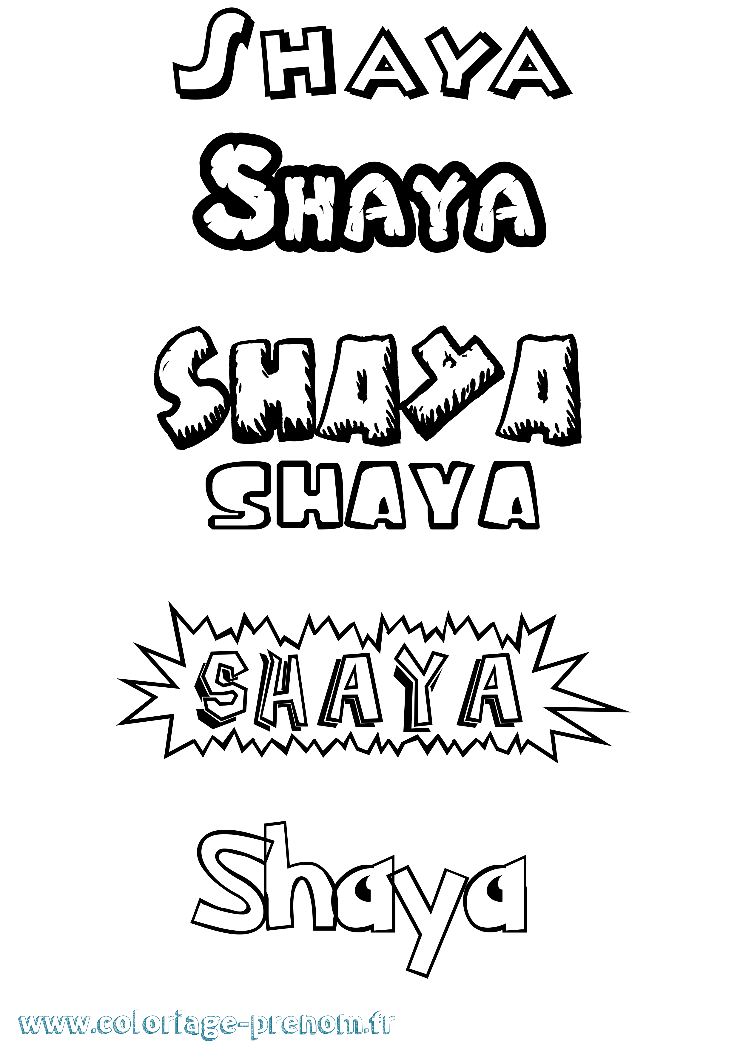 Coloriage Shaya Dessin Animé Coloriage prénom Shaya Dessin Animé