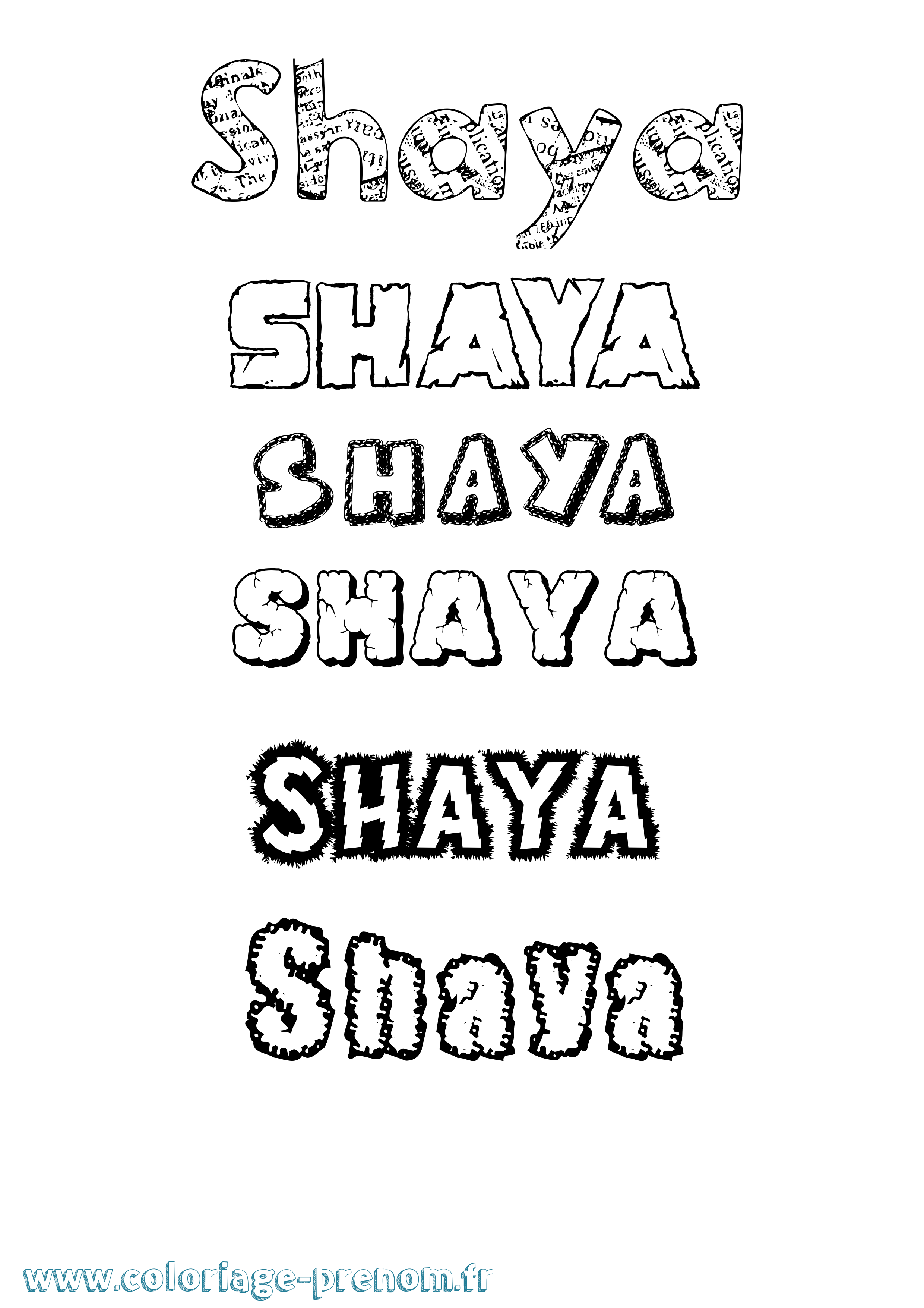 Coloriage Shaya Destructuré Coloriage prénom Shaya Destructuré