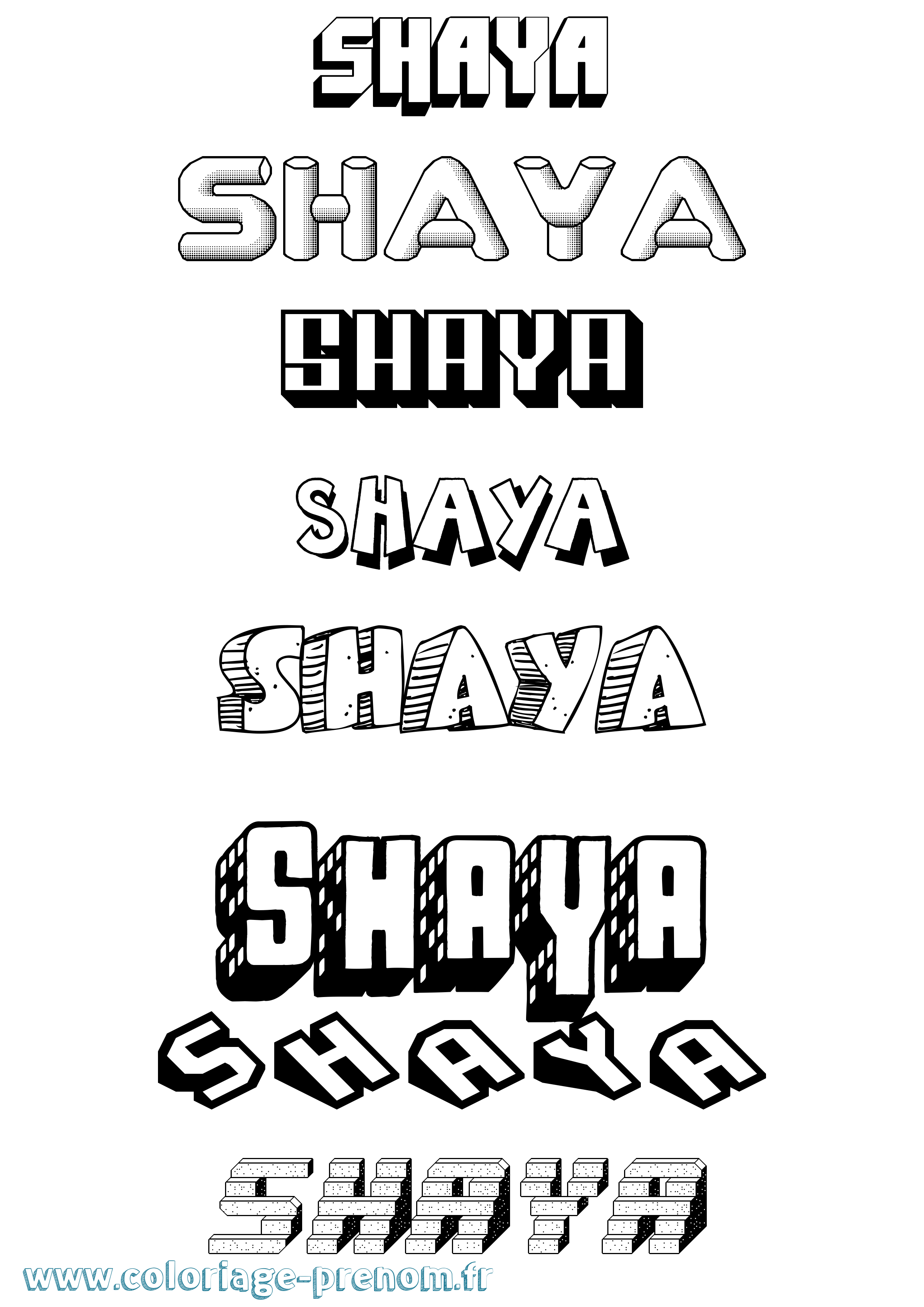Coloriage Shaya Effet 3D Coloriage prénom Shaya Effet 3D