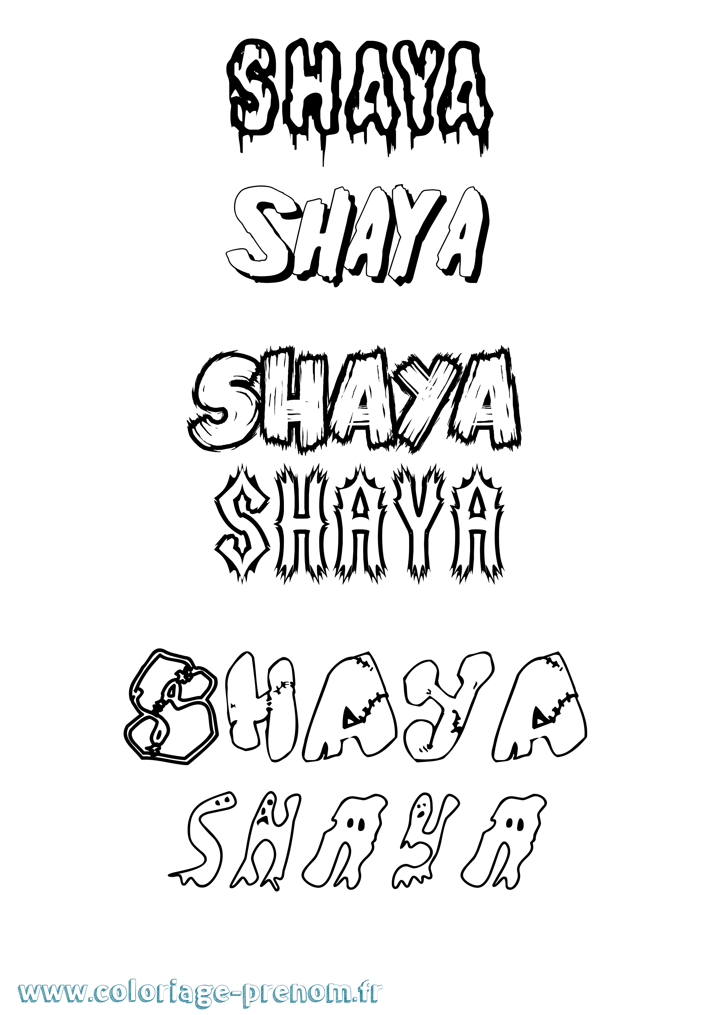 Coloriage Shaya Frisson Coloriage prénom Shaya Frisson