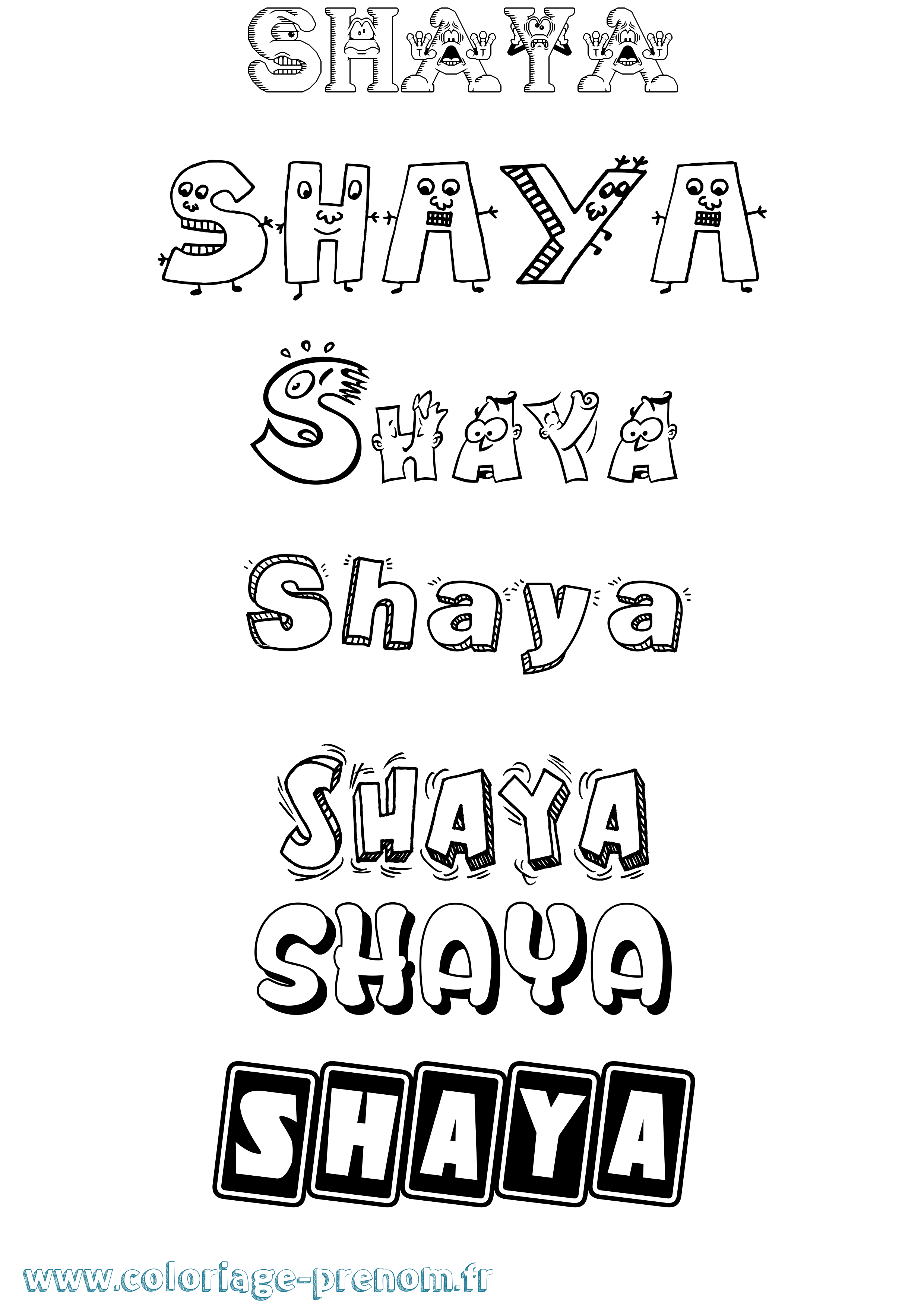 Coloriage Shaya Fun Coloriage prénom Shaya Fun