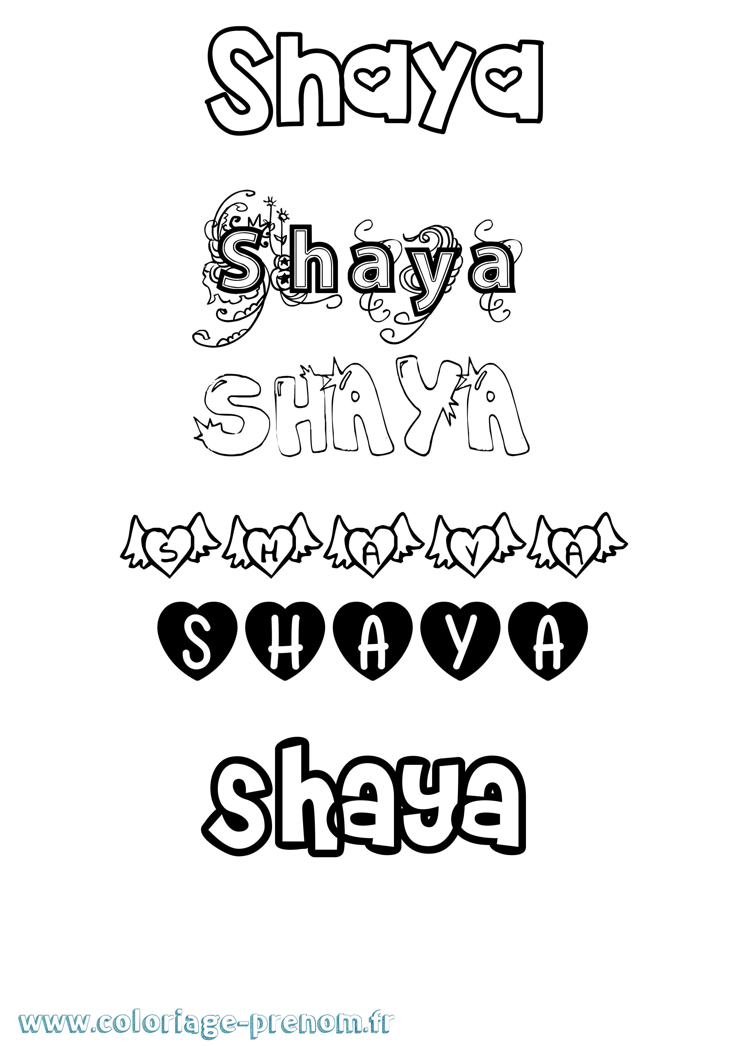 Coloriage Shaya Girly Coloriage prénom Shaya Girly