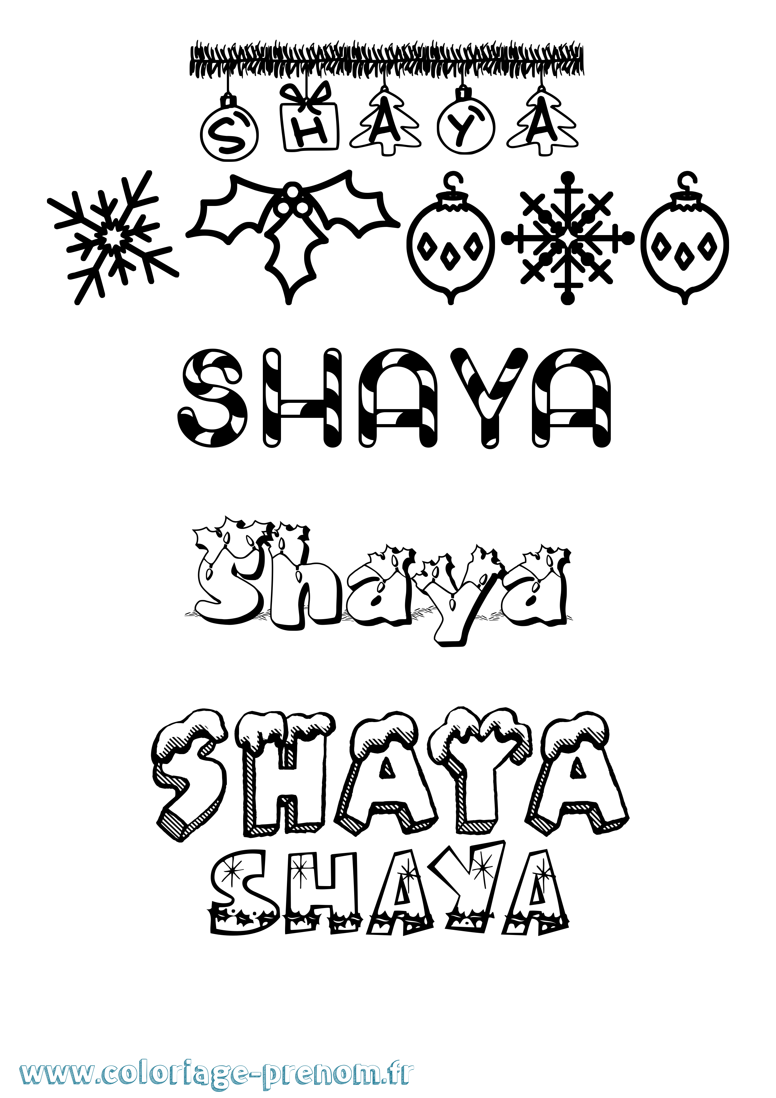 Coloriage Shaya Noël Coloriage prénom Shaya Noël