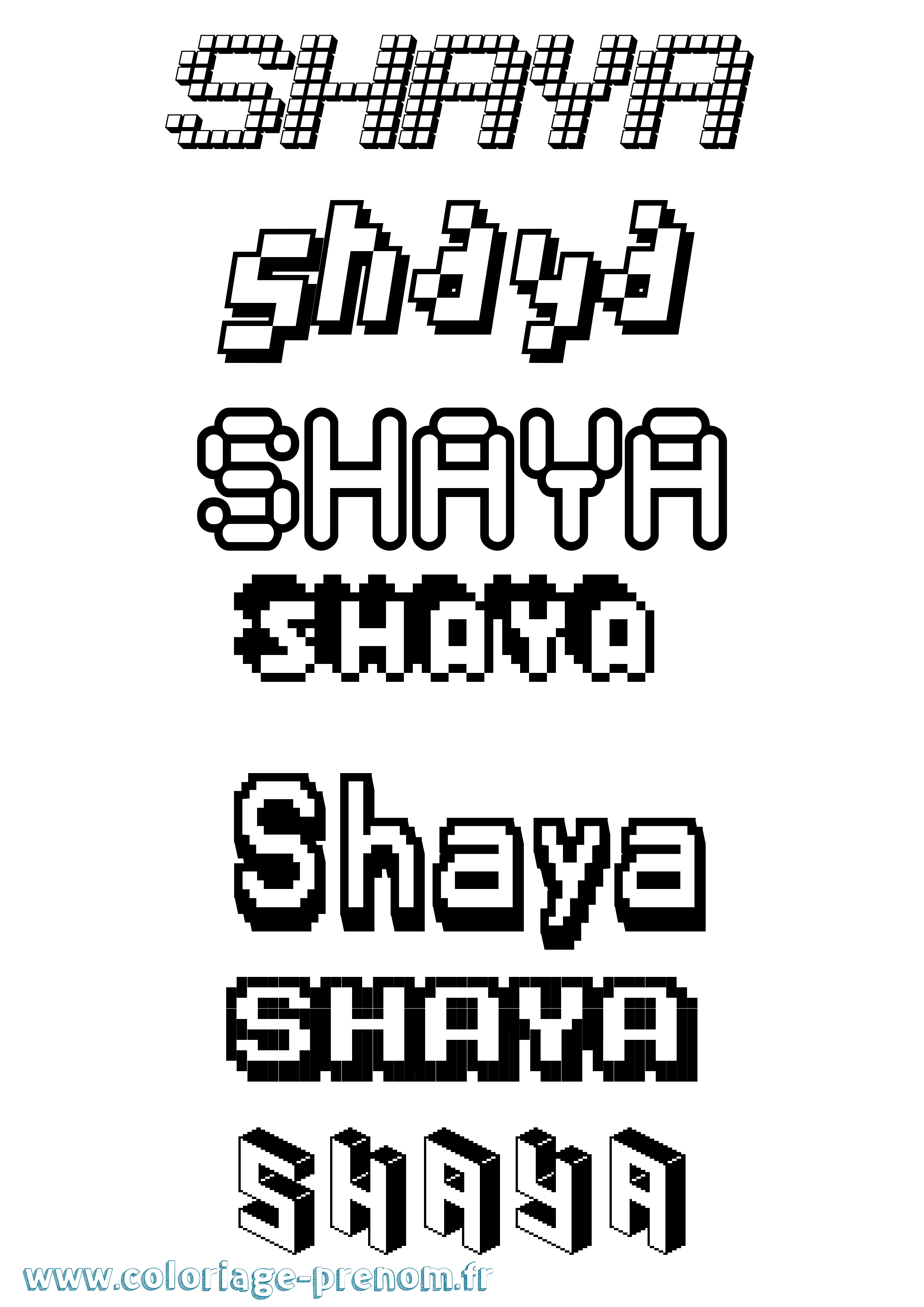 Coloriage Shaya Pixel Coloriage prénom Shaya Pixel