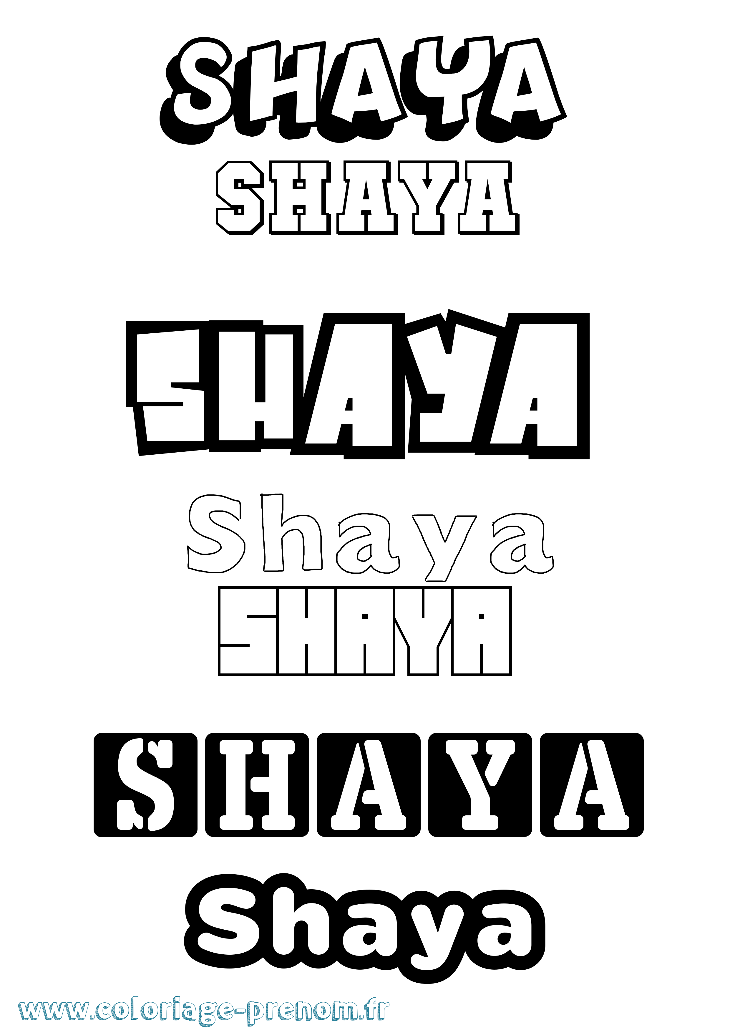 Coloriage Shaya Simple Coloriage prénom Shaya Simple