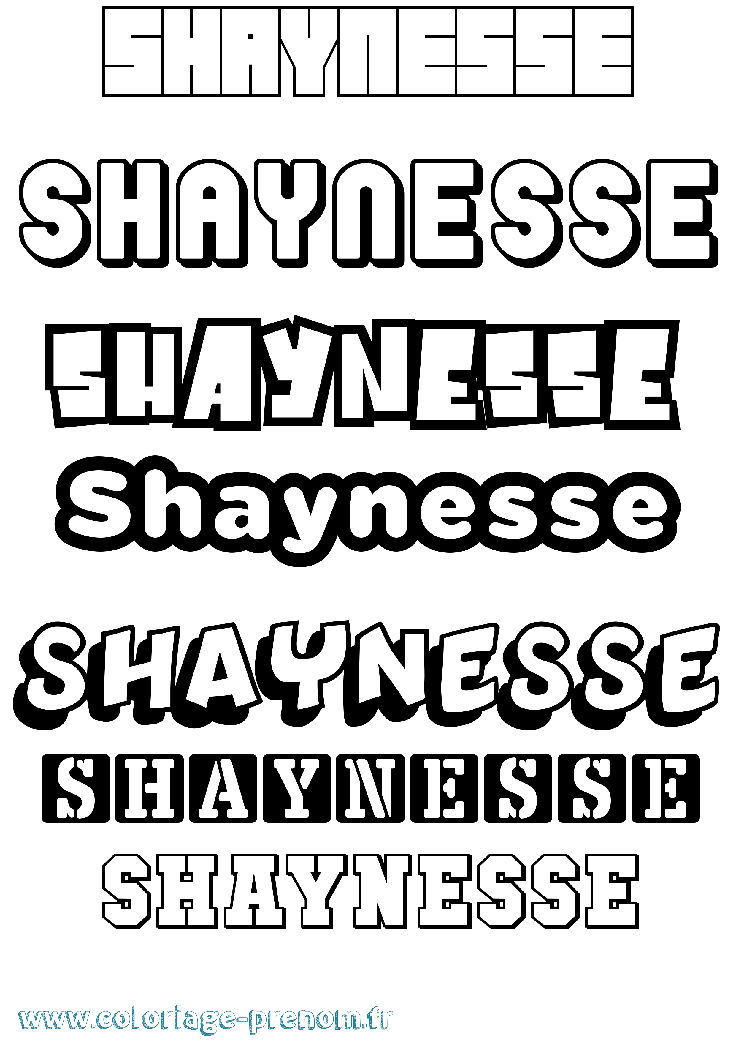Coloriage Shaynesse Simple Coloriage prénom Shaynesse Simple