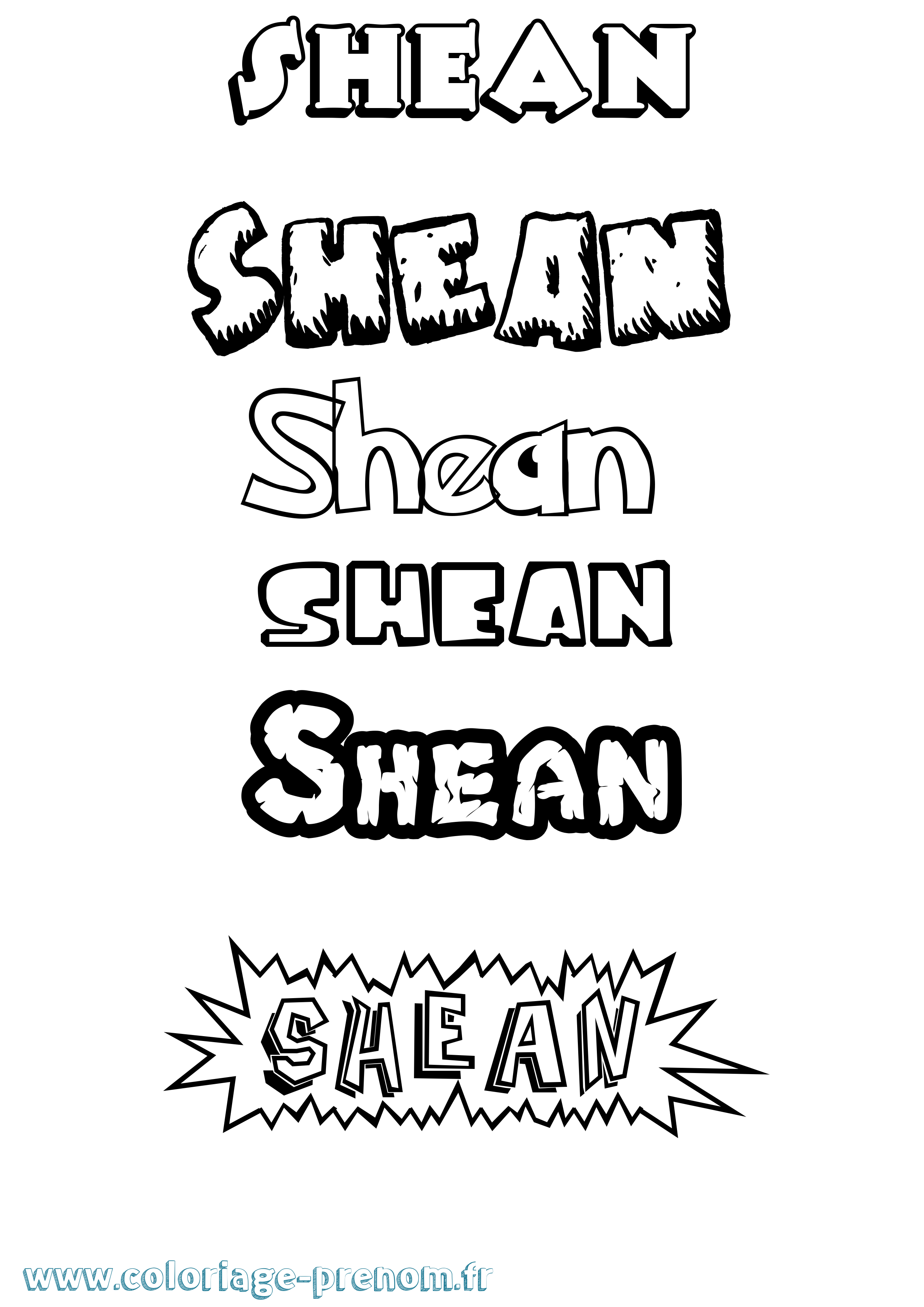 Coloriage Shean Dessin Animé Coloriage prénom Shean Dessin Animé