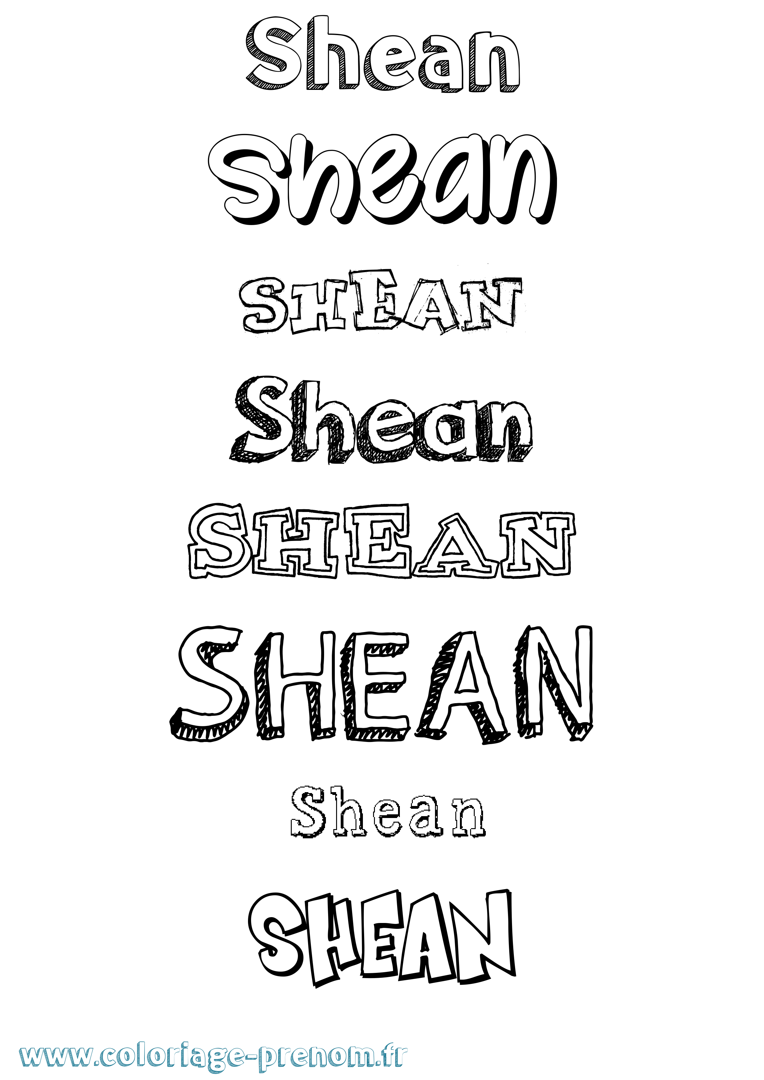 Coloriage Shean Dessiné Coloriage prénom Shean Dessiné