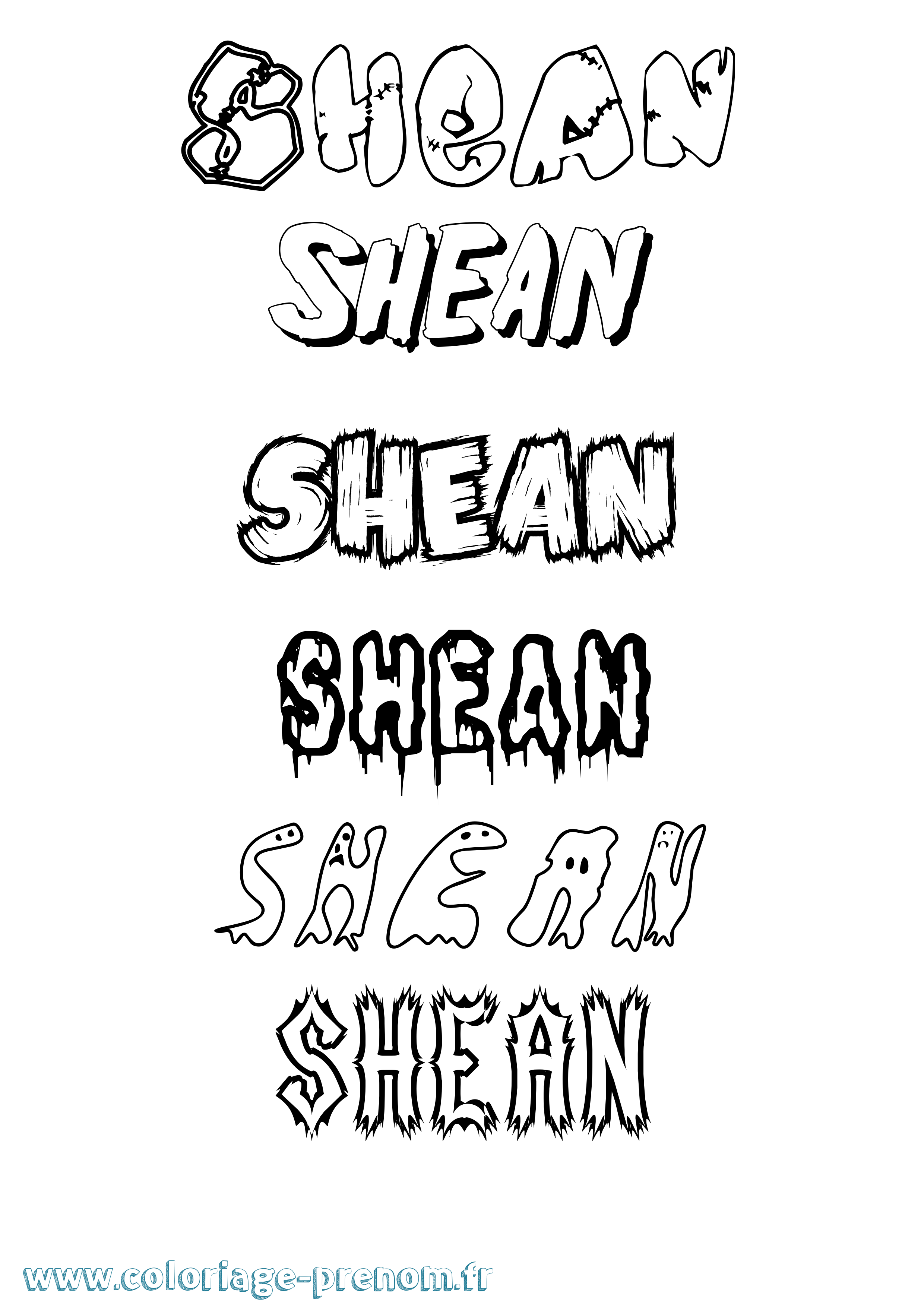 Coloriage Shean Frisson Coloriage prénom Shean Frisson