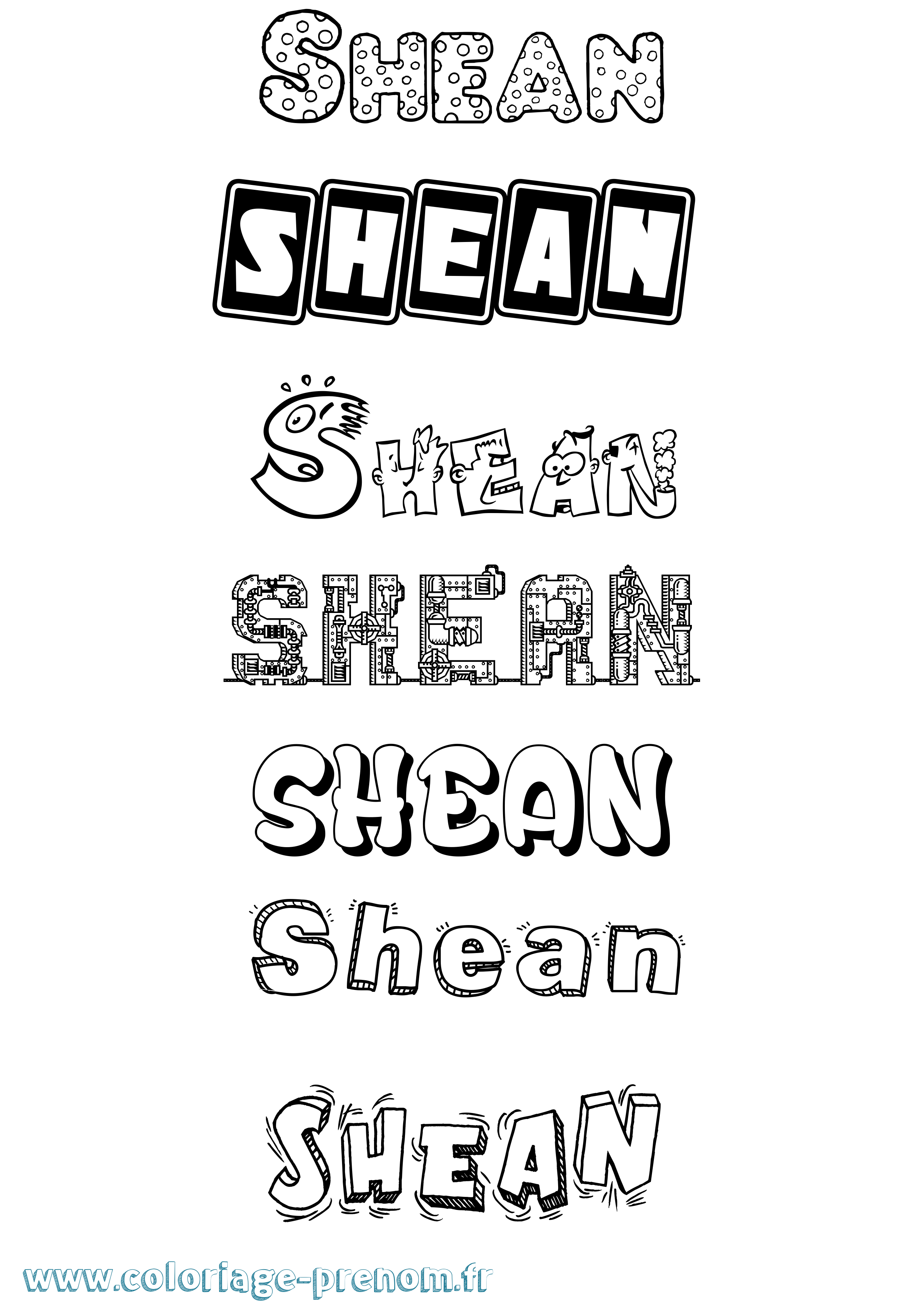 Coloriage Shean Fun Coloriage prénom Shean Fun