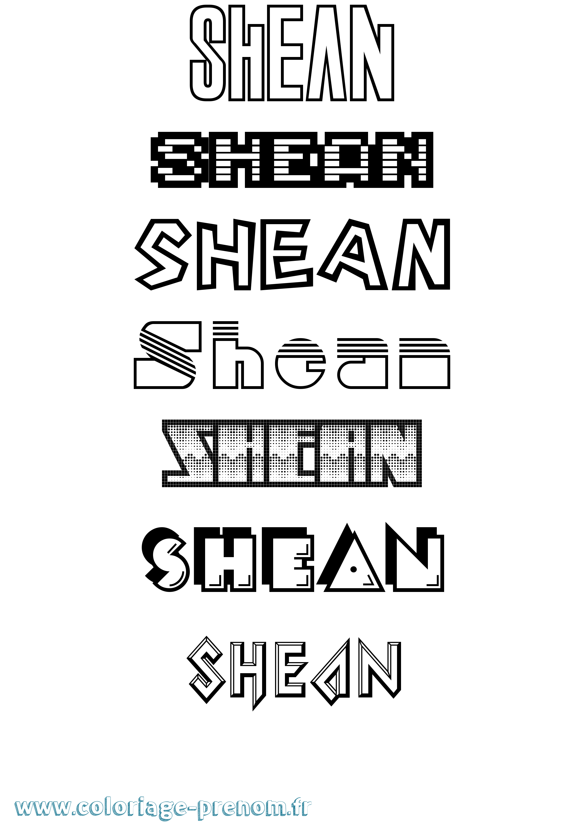 Coloriage Shean Jeux Vidéos Coloriage prénom Shean Jeux Vidéos