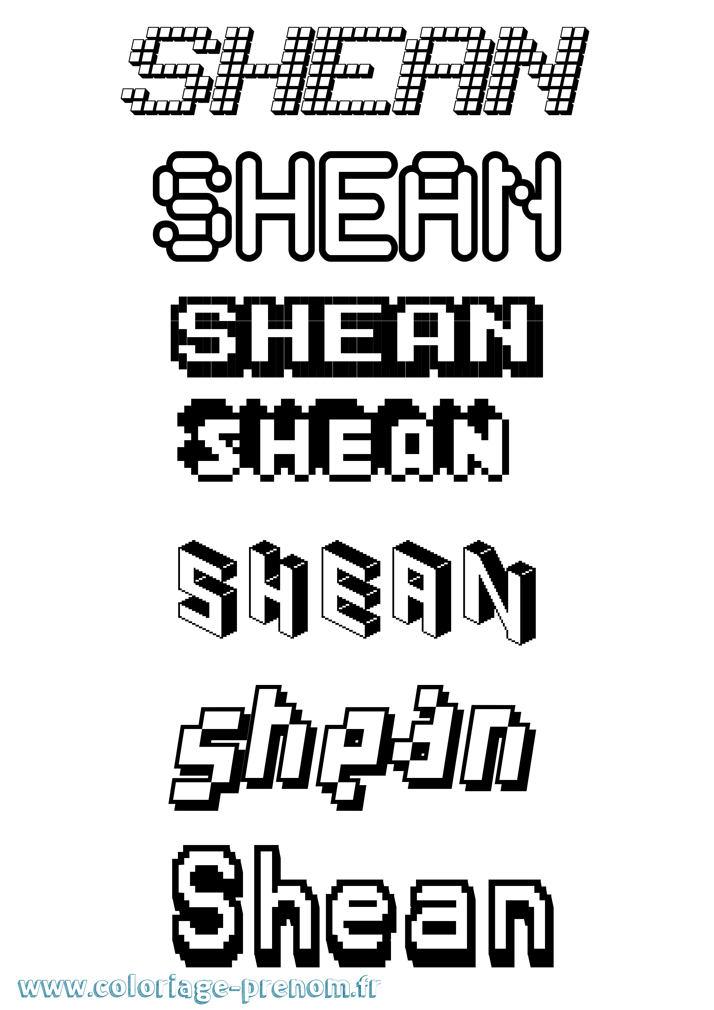 Coloriage Shean Pixel Coloriage prénom Shean Pixel