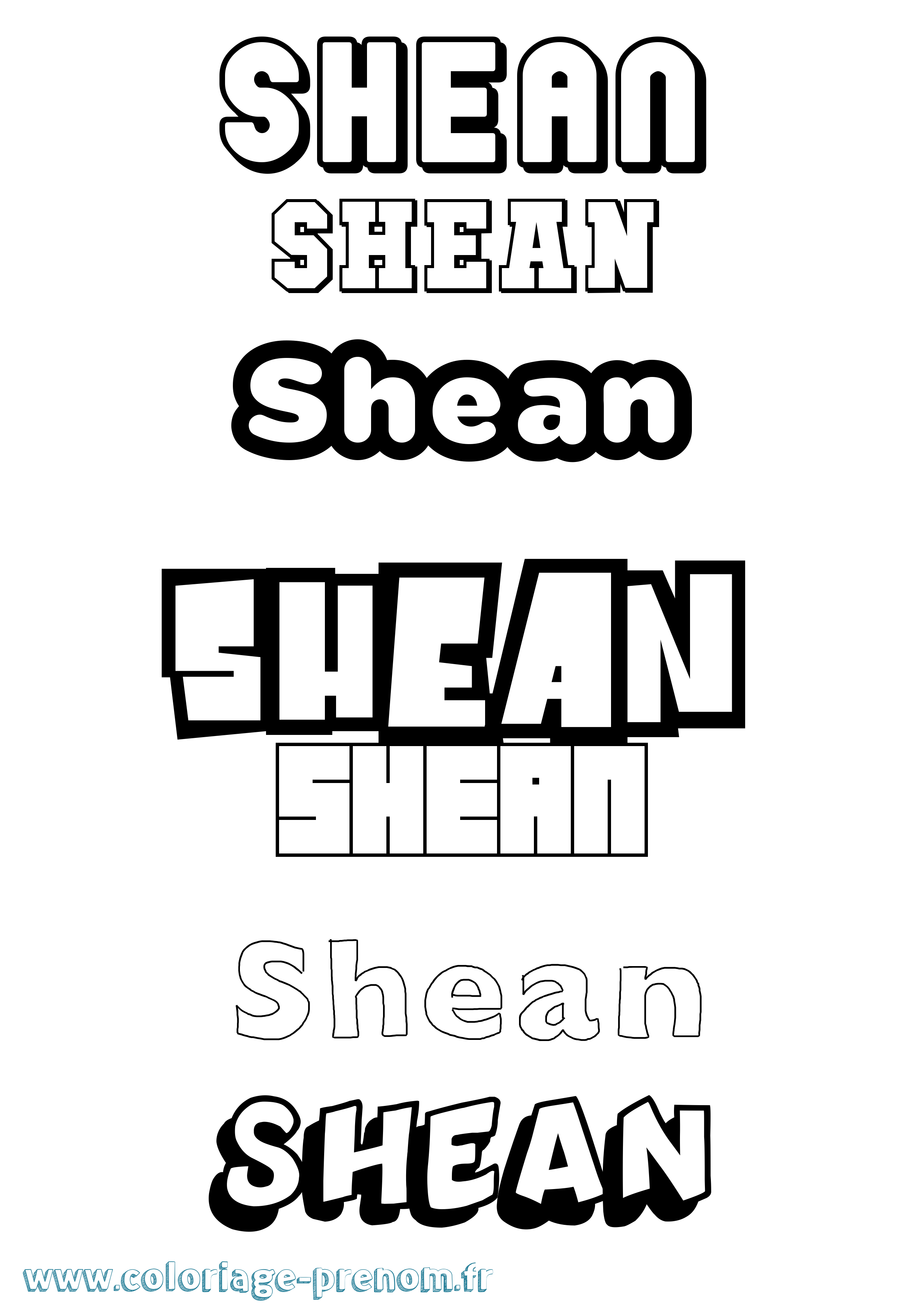 Coloriage Shean Simple Coloriage prénom Shean Simple