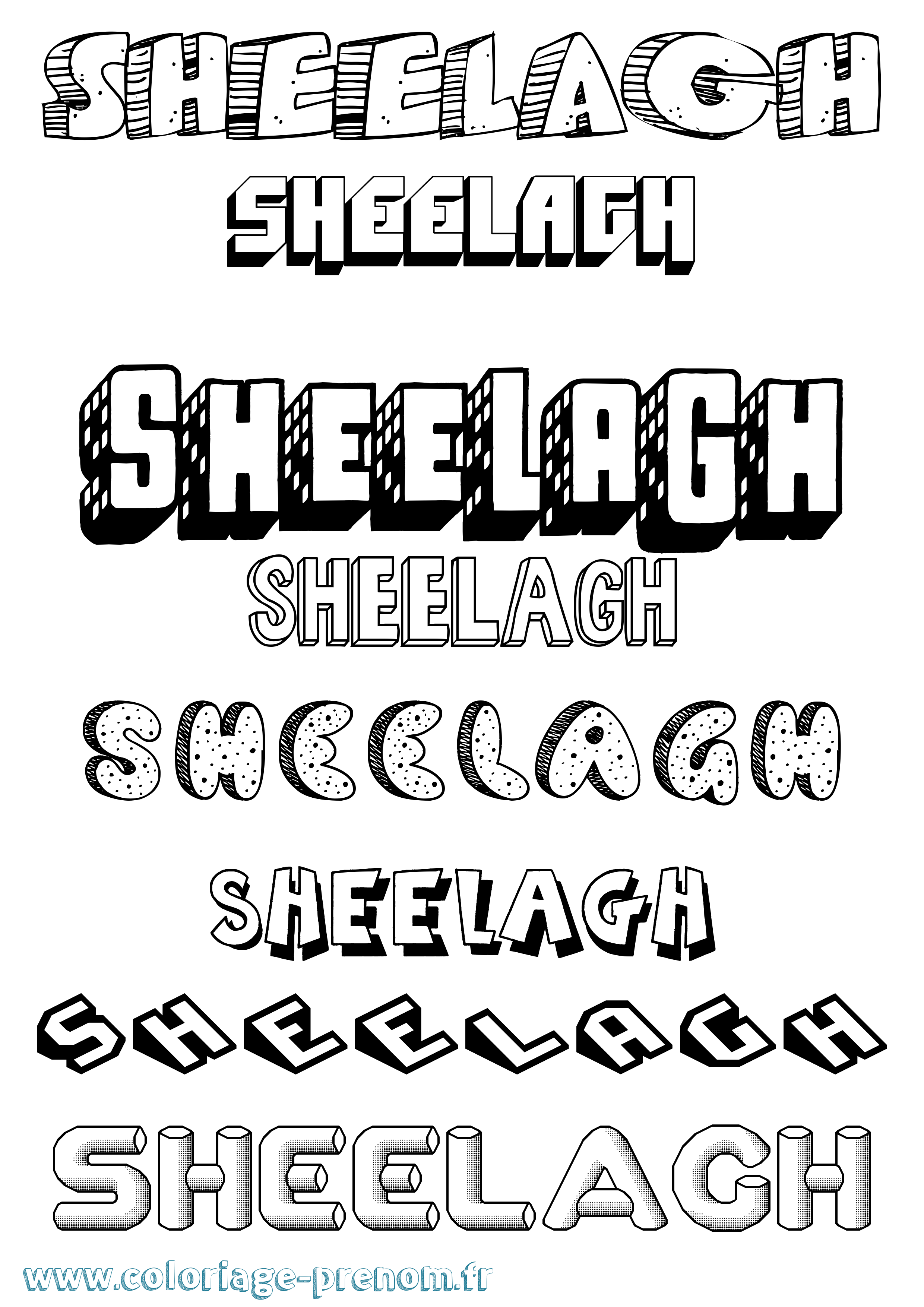 Coloriage Sheelagh Effet 3D Coloriage prénom Sheelagh Effet 3D