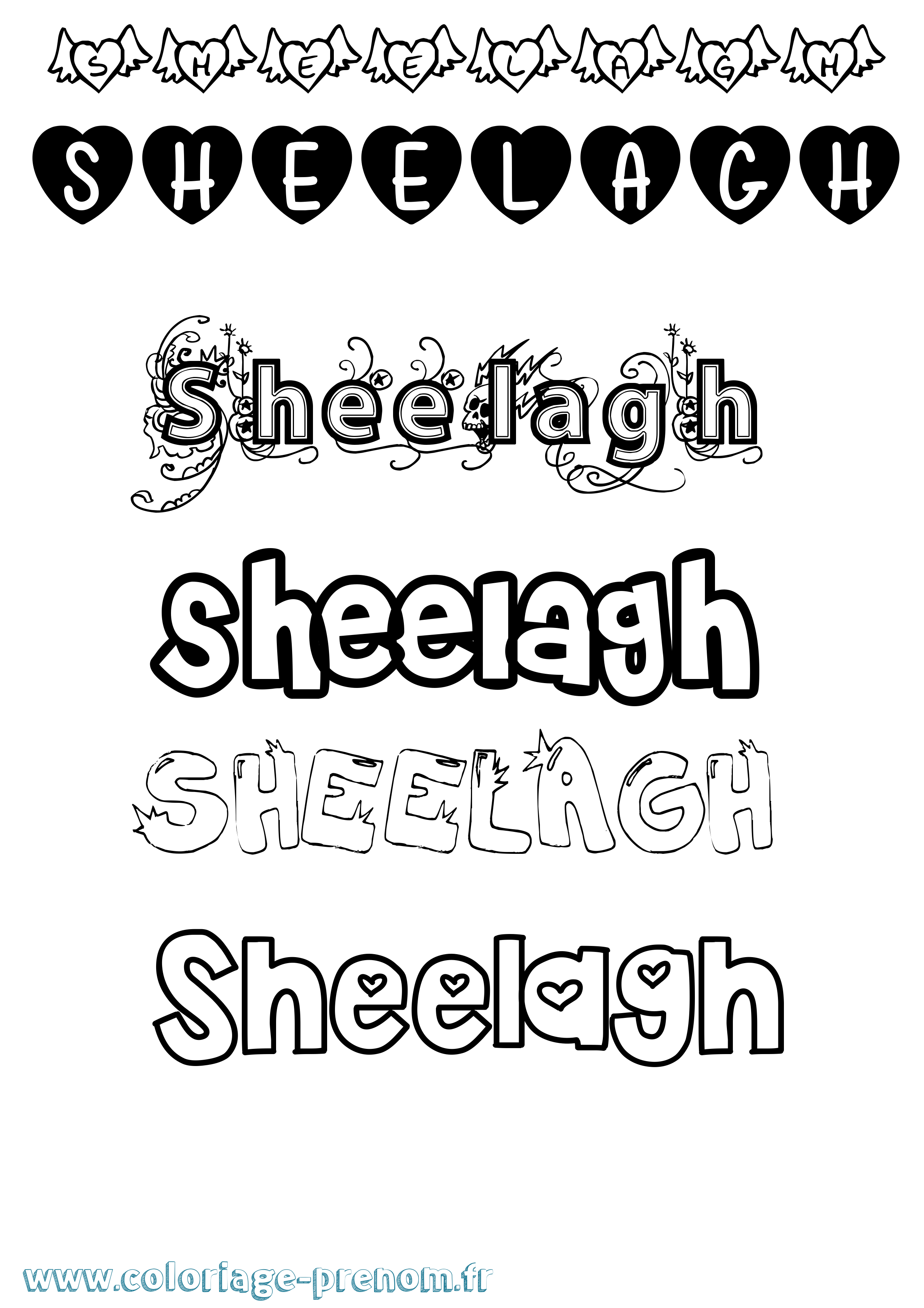 Coloriage Sheelagh Girly Coloriage prénom Sheelagh Girly