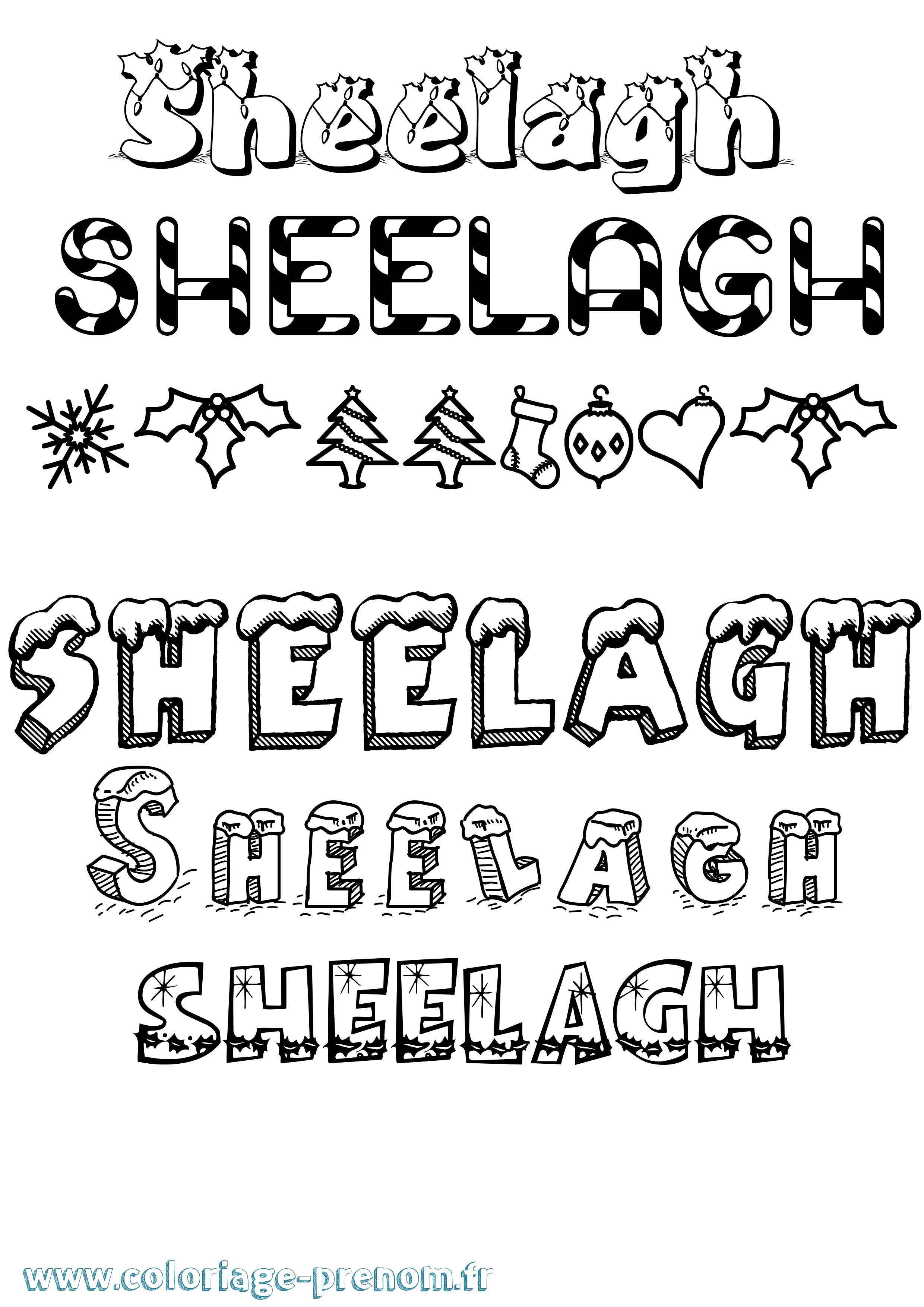 Coloriage Sheelagh Noël Coloriage prénom Sheelagh Noël