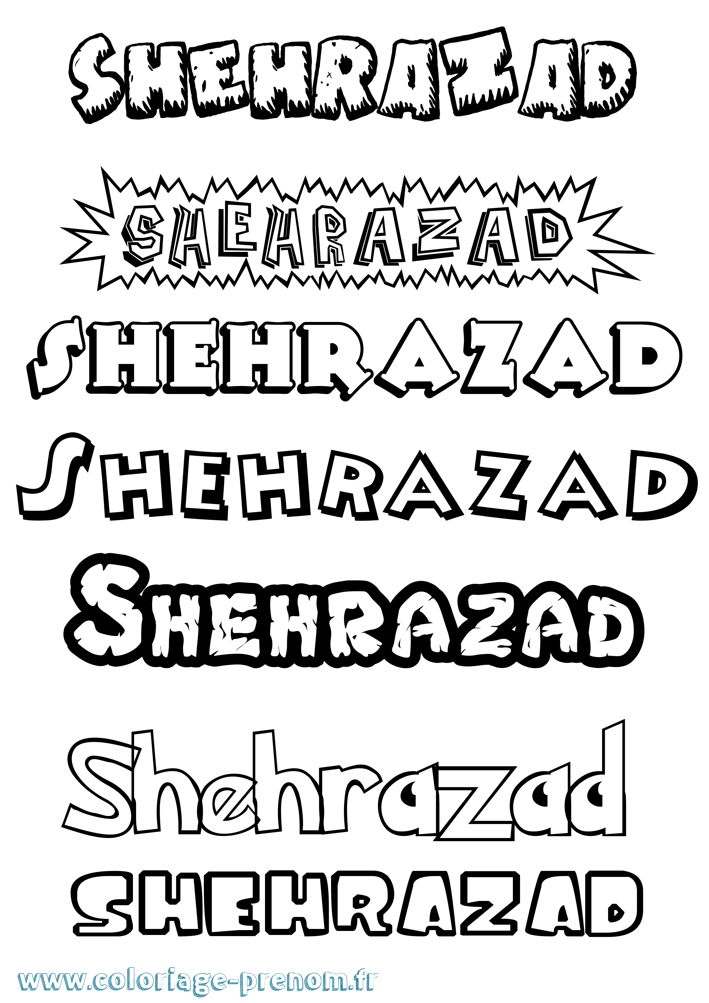 Coloriage Shehrazad Dessin Animé Coloriage prénom Shehrazad Dessin Animé
