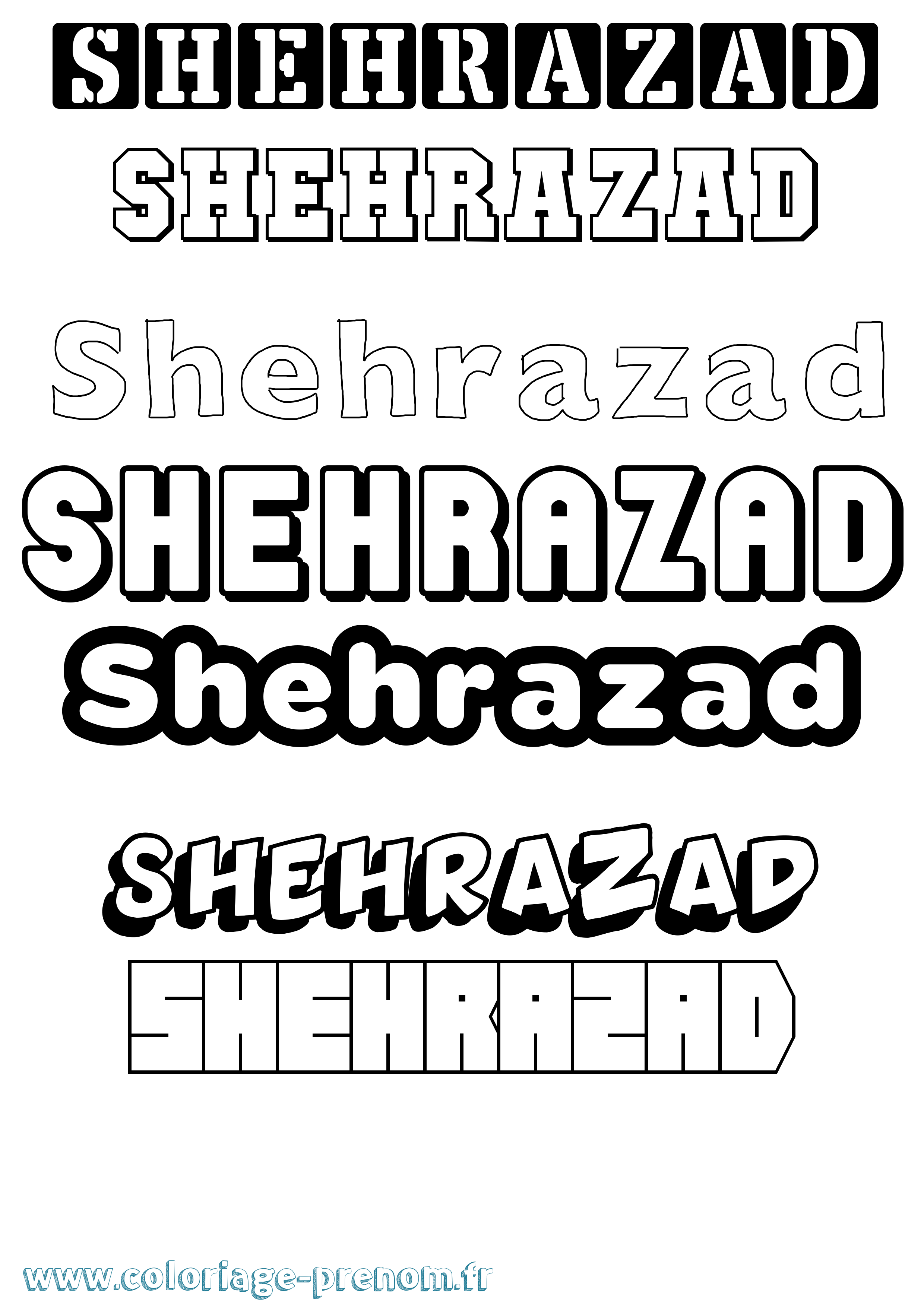 Coloriage Shehrazad Simple Coloriage prénom Shehrazad Simple