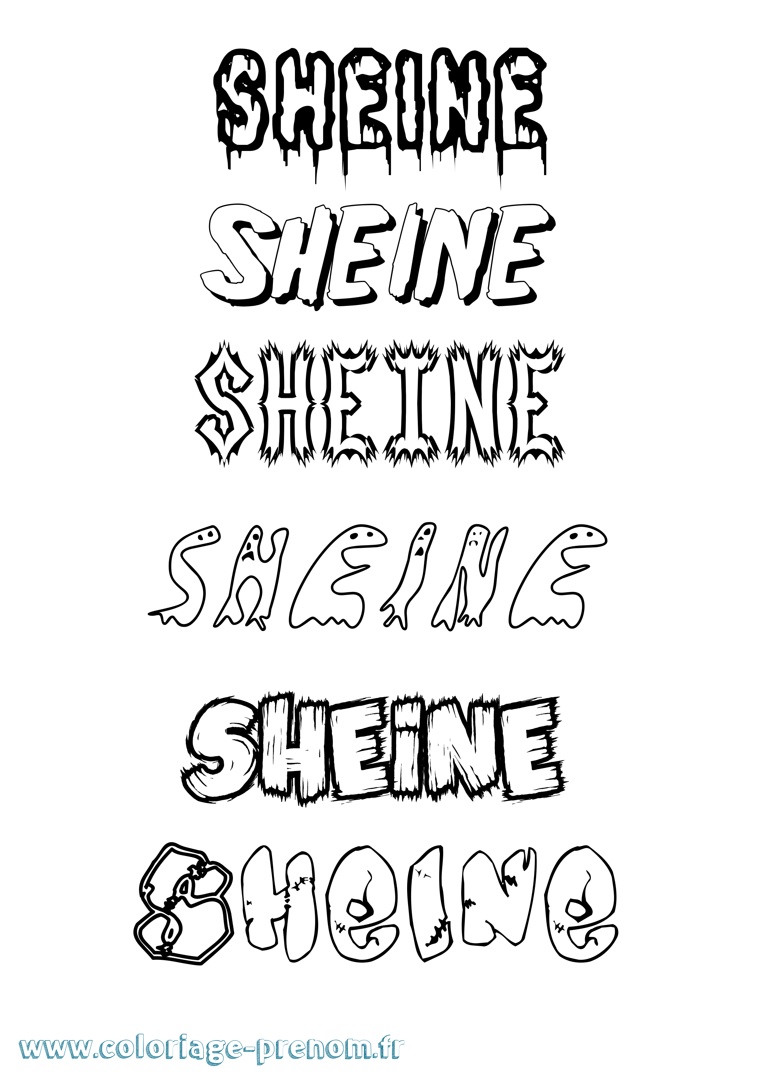 Coloriage Sheine Frisson Coloriage prénom Sheine Frisson