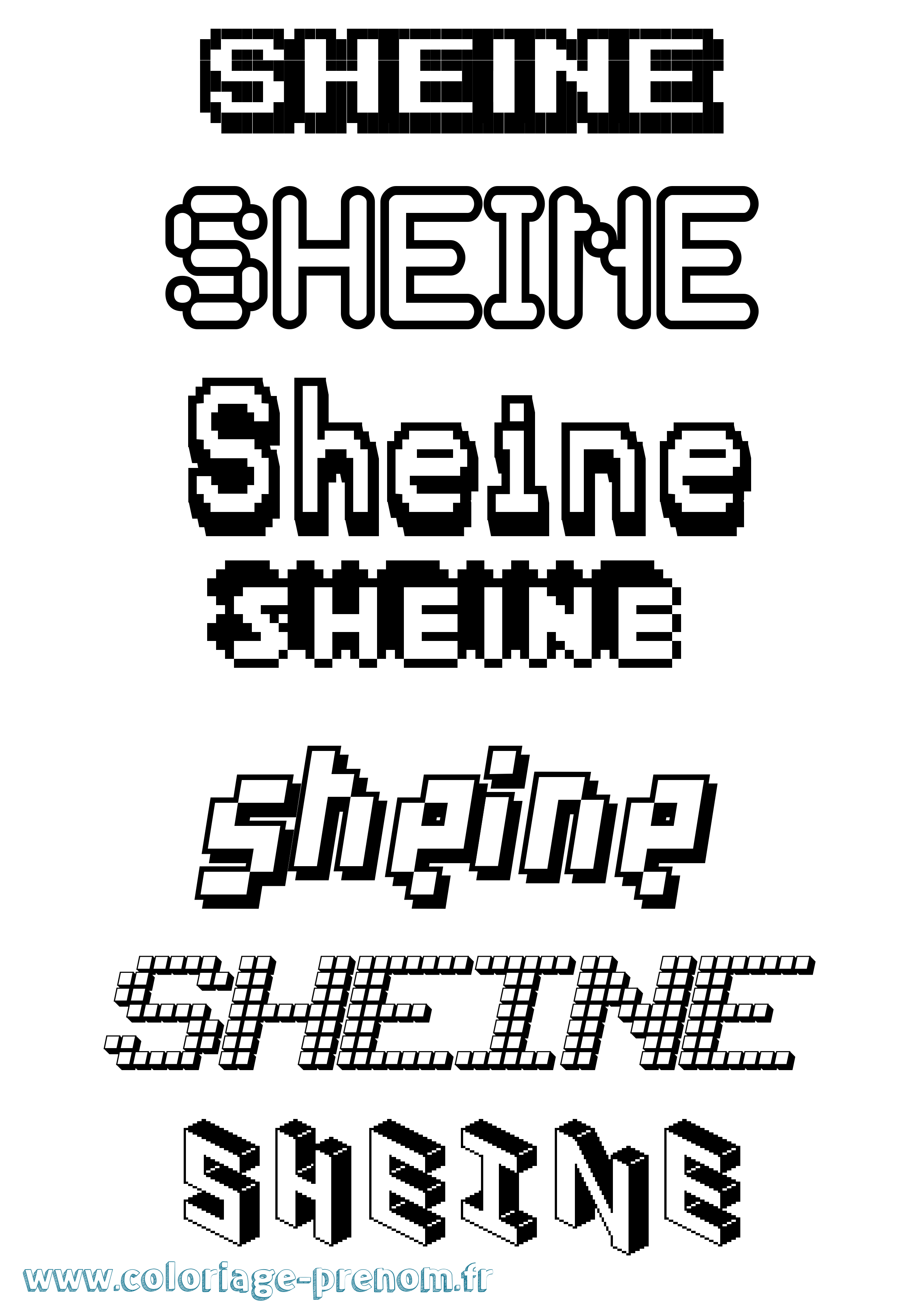 Coloriage Sheine Pixel Coloriage prénom Sheine Pixel