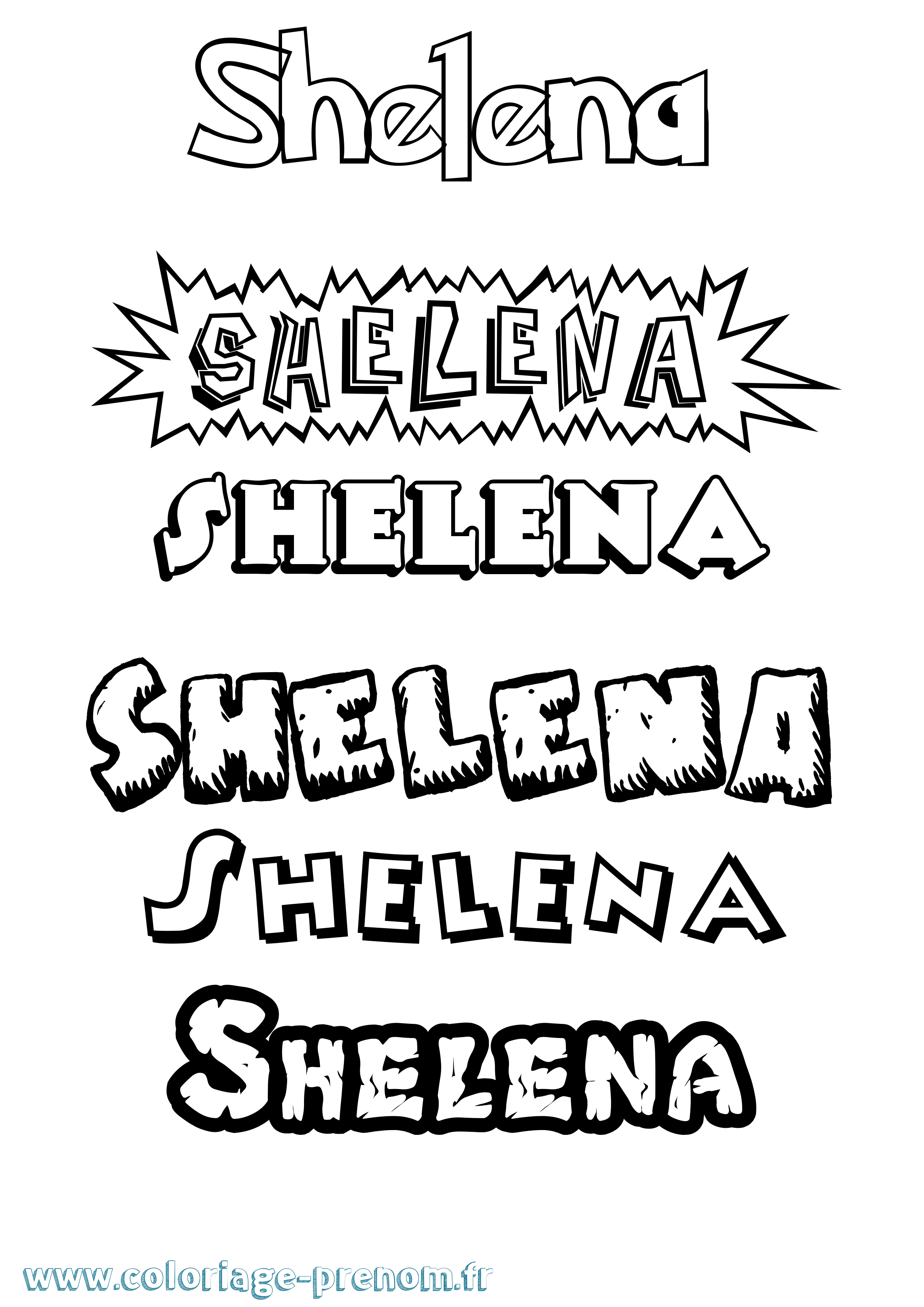 Coloriage Shelena Dessin Animé Coloriage prénom Shelena Dessin Animé