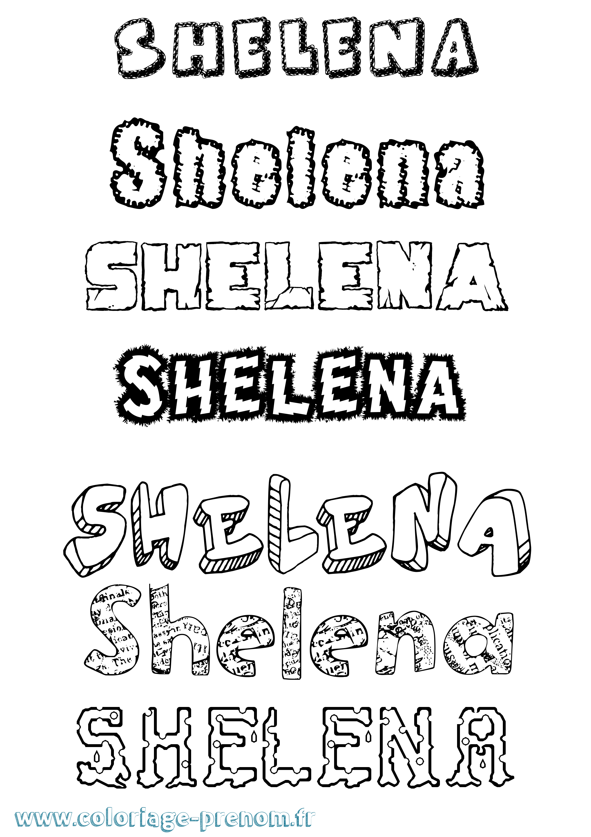 Coloriage Shelena Destructuré Coloriage prénom Shelena Destructuré