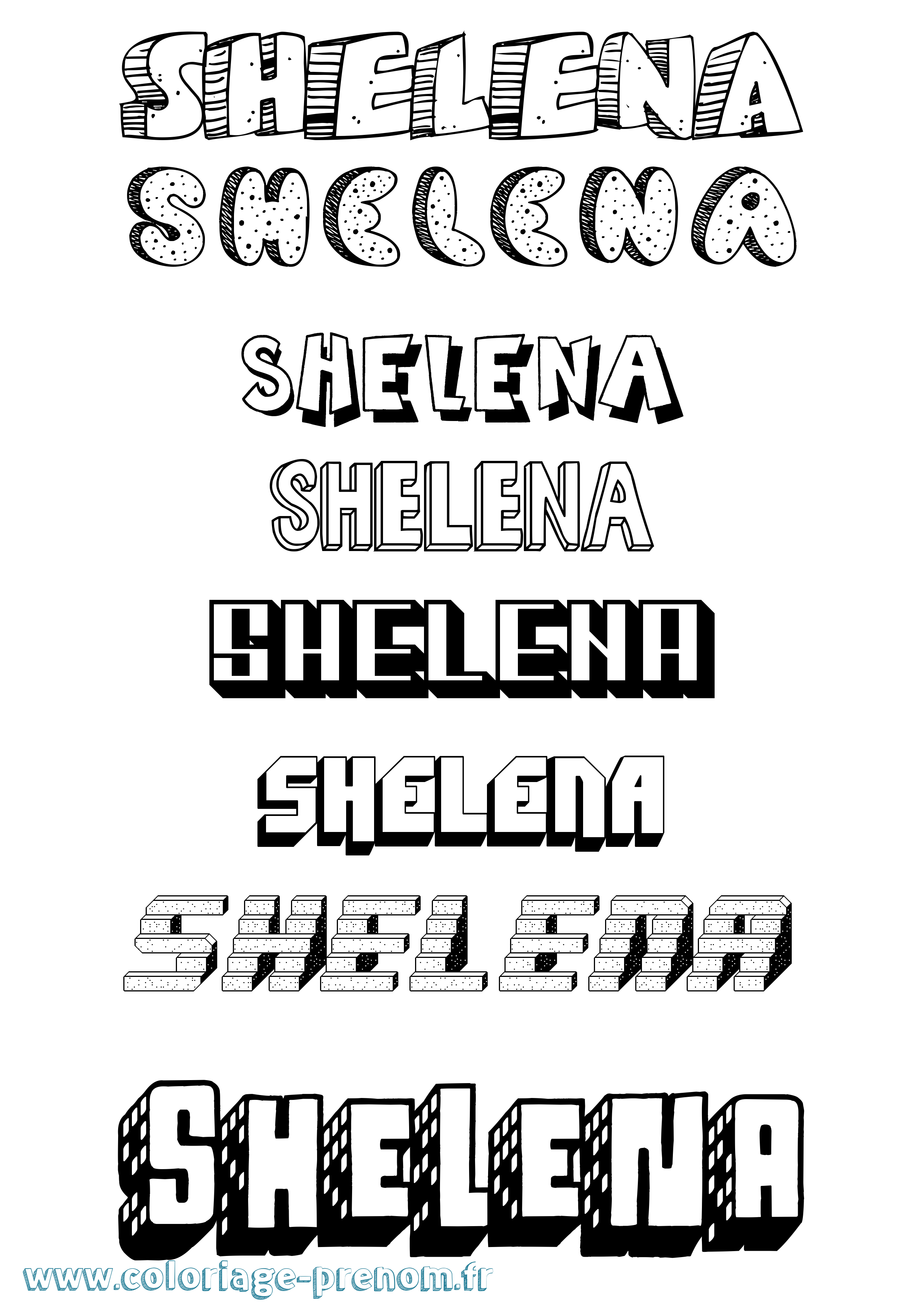 Coloriage Shelena Effet 3D Coloriage prénom Shelena Effet 3D