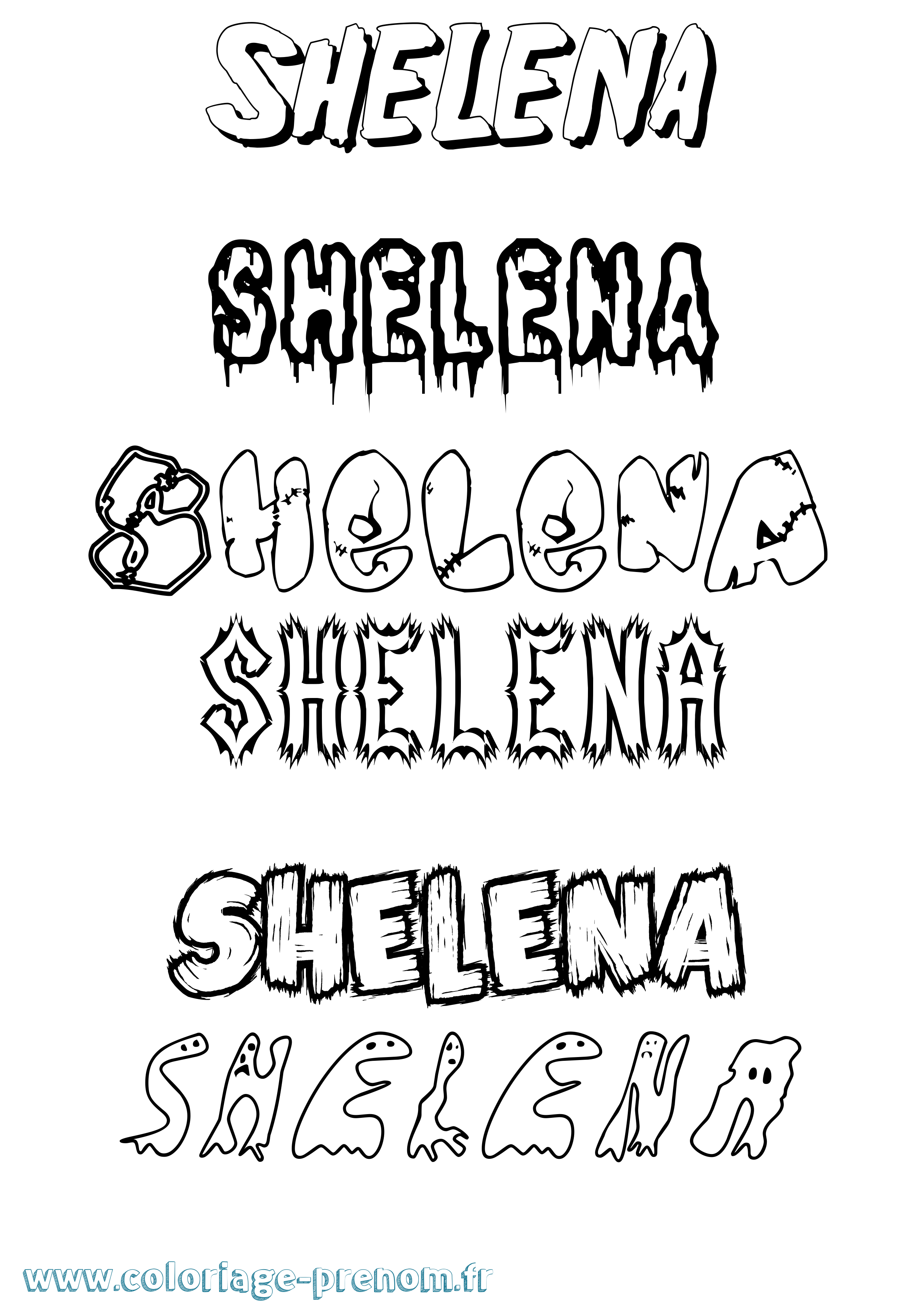 Coloriage Shelena Frisson Coloriage prénom Shelena Frisson