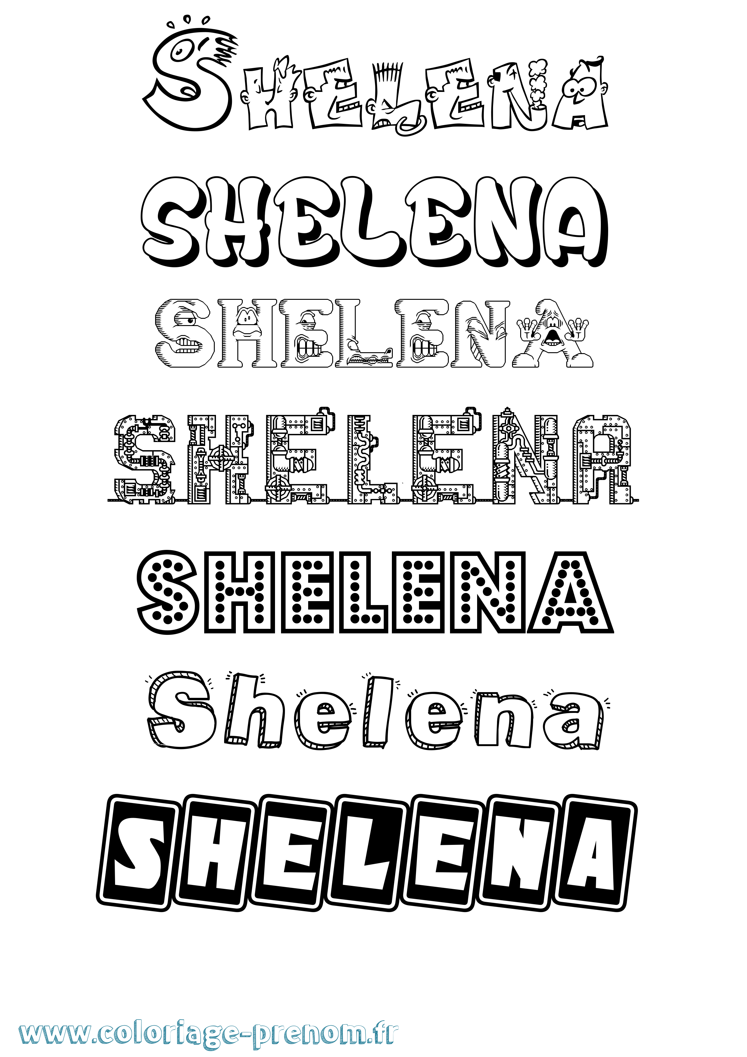 Coloriage Shelena Fun Coloriage prénom Shelena Fun