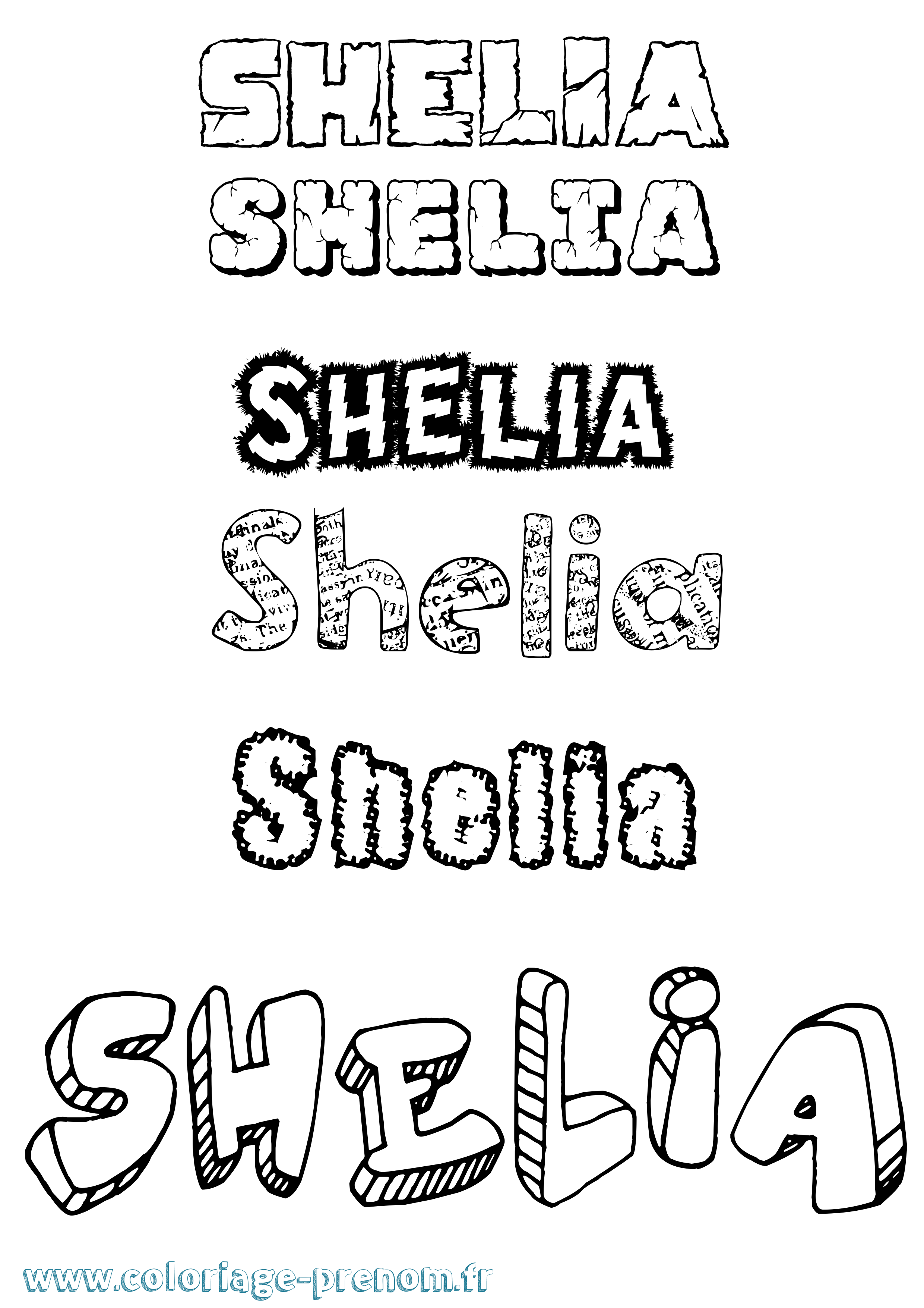 Coloriage Shelia Destructuré Coloriage prénom Shelia Destructuré