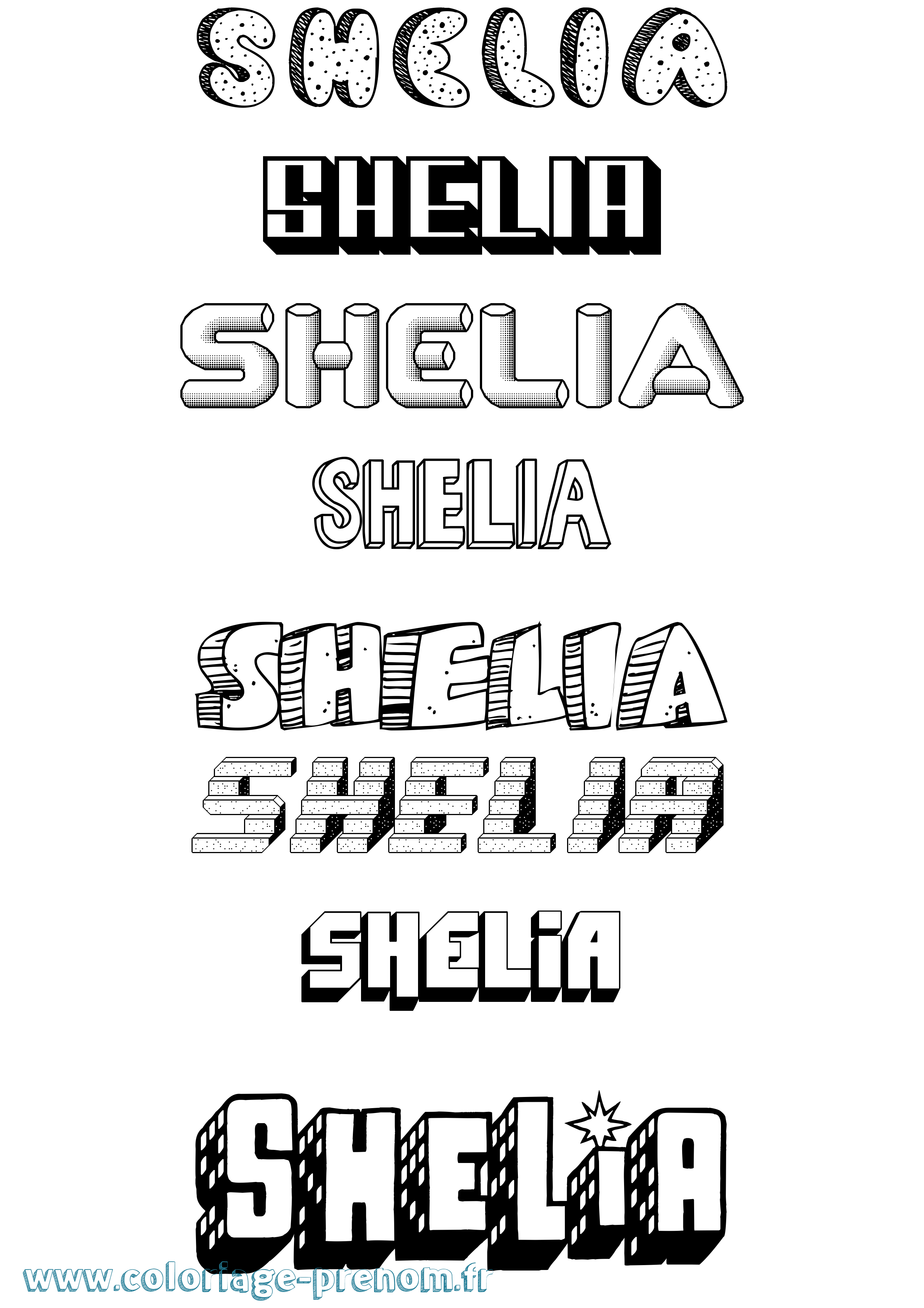 Coloriage Shelia Effet 3D Coloriage prénom Shelia Effet 3D