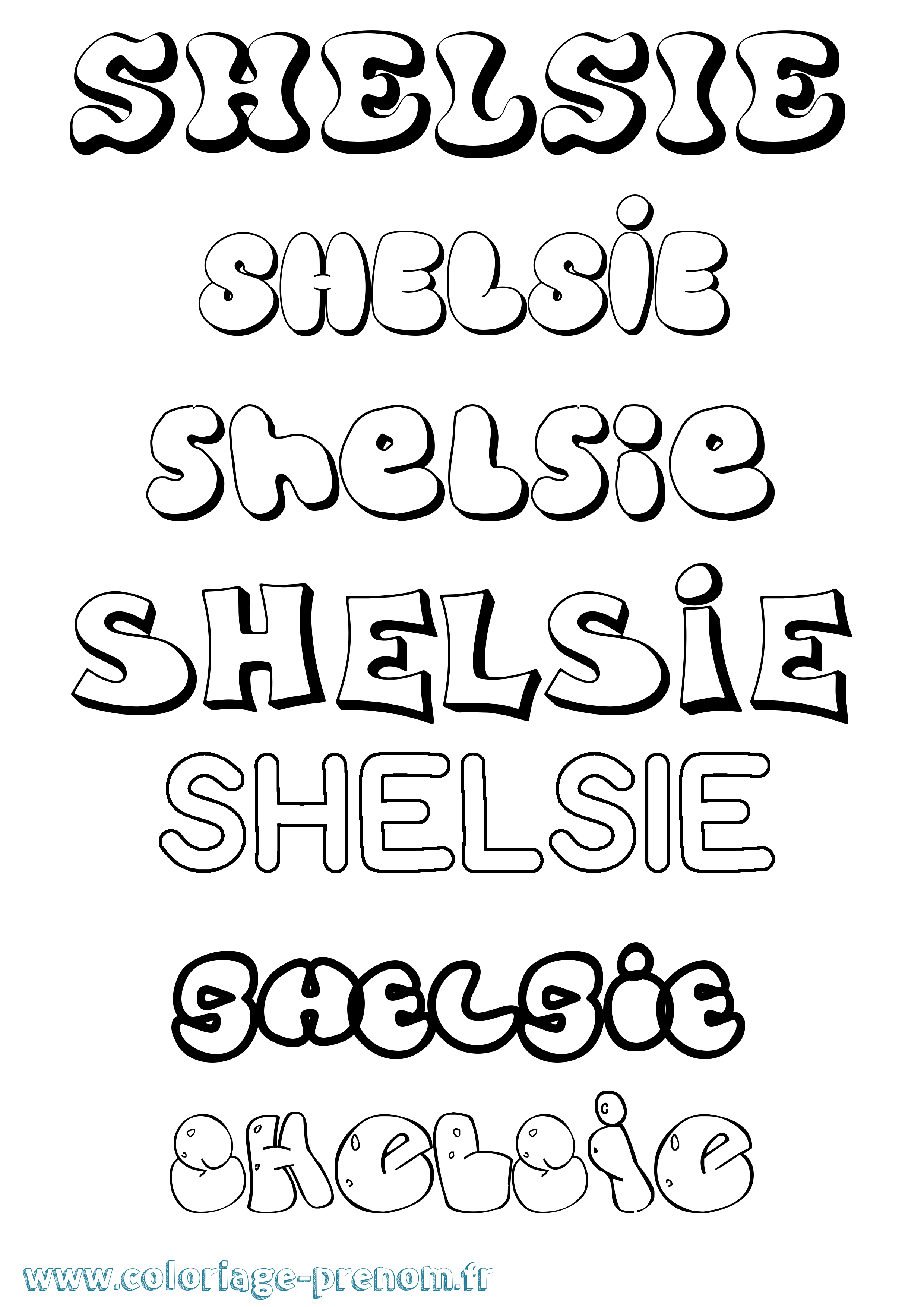 Coloriage Shelsie Bubble Coloriage prénom Shelsie Bubble
